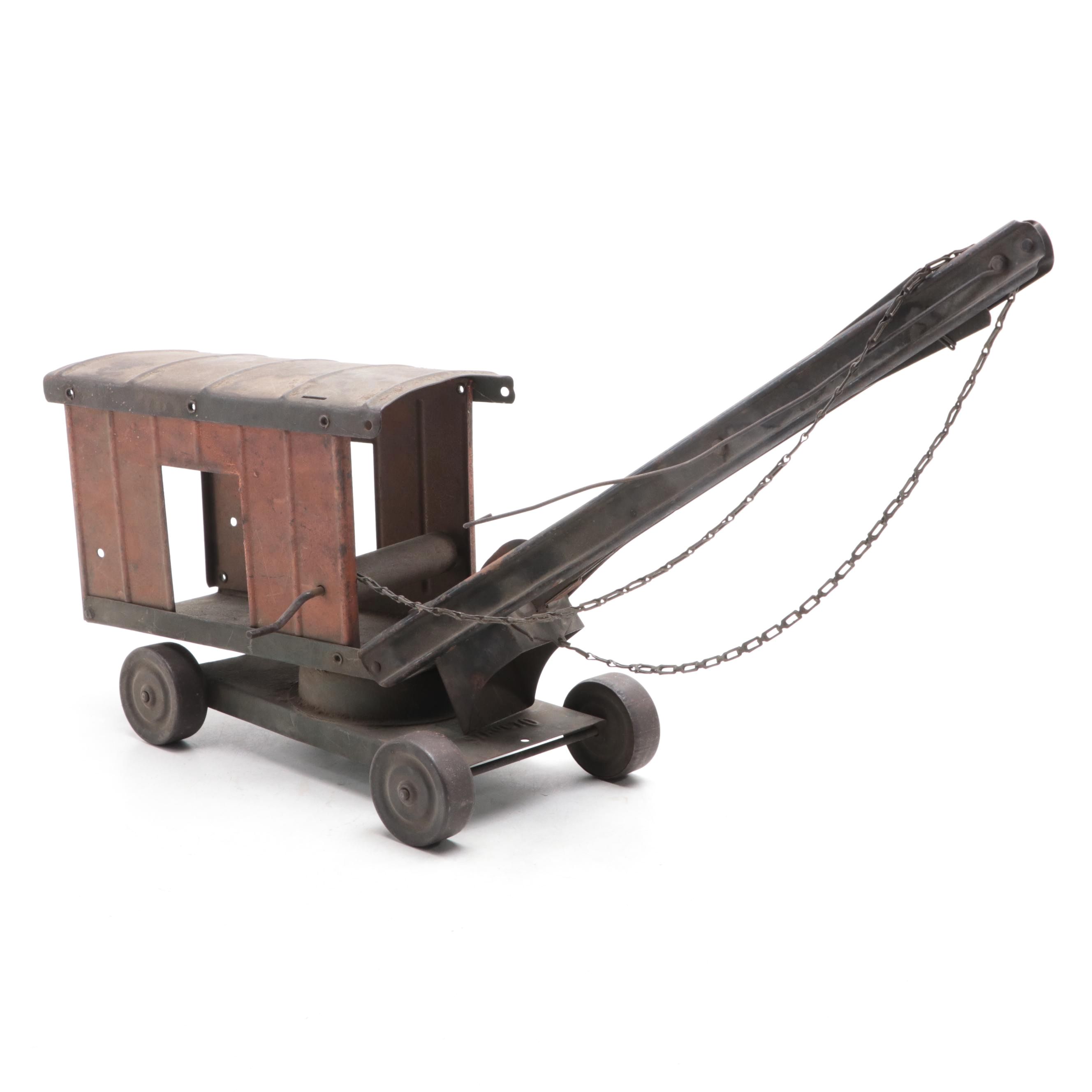 Structo Pressed Steel Toy Crane, Mid-20th Century