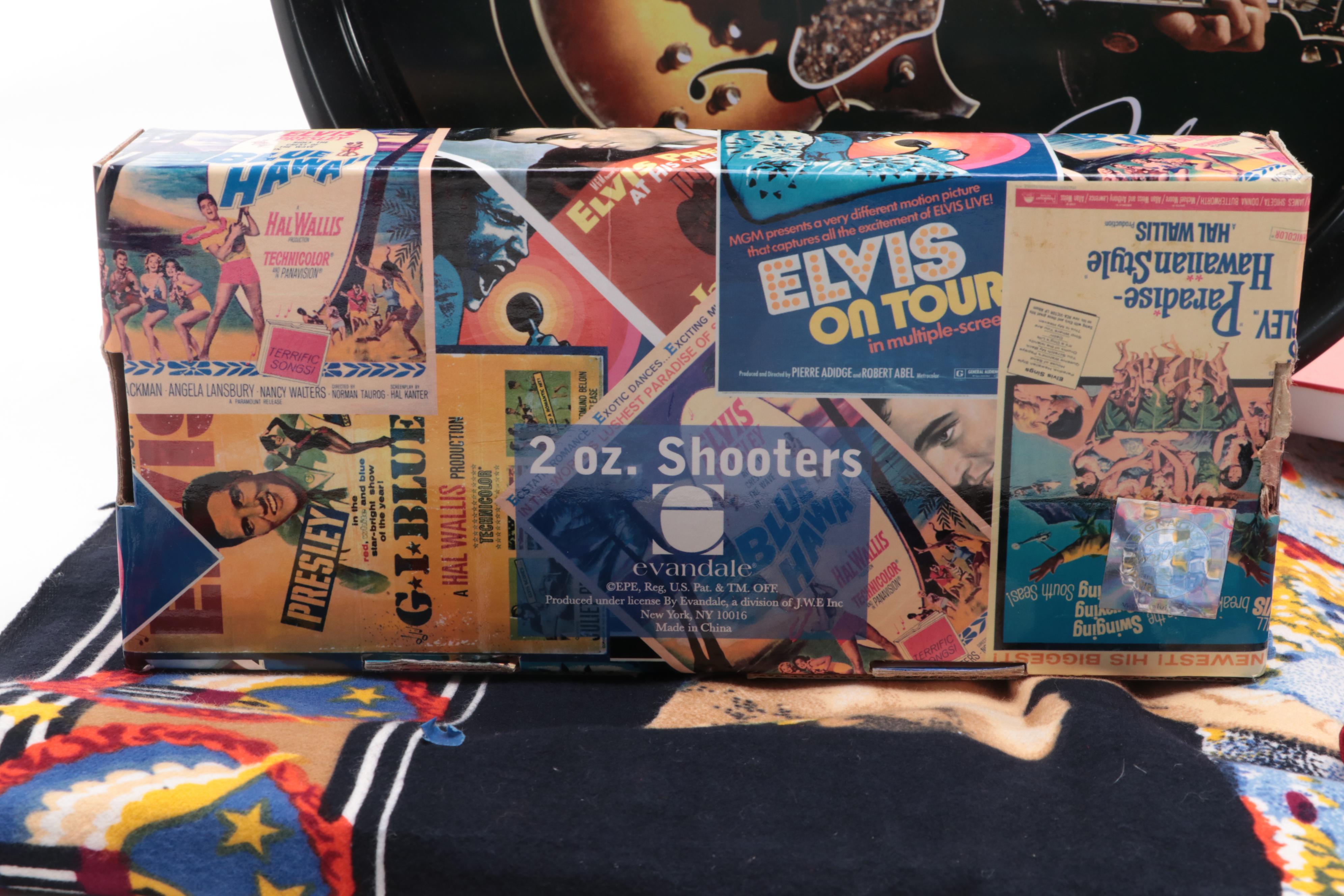 Elvis Presley Themed Trays, Plates, Tablecloth, Shot Glasses and More