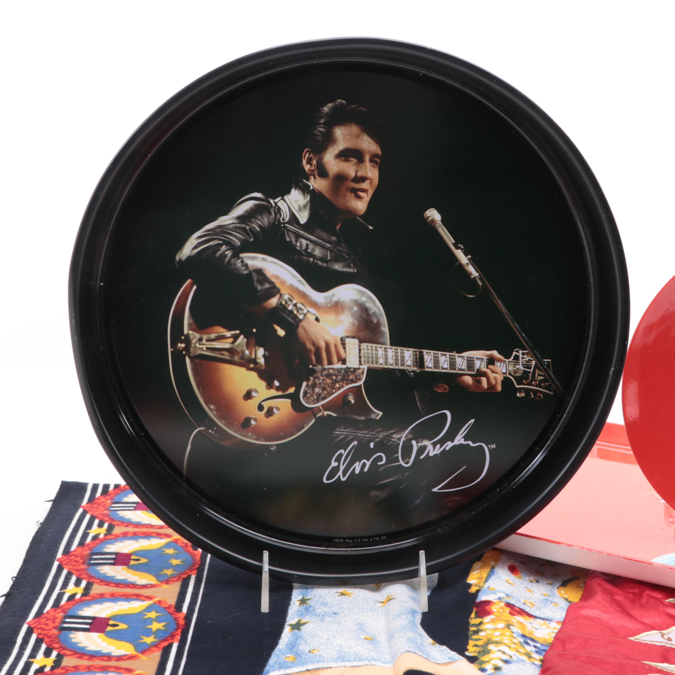 Elvis Presley Themed Trays, Plates, Tablecloth, Shot Glasses and More
