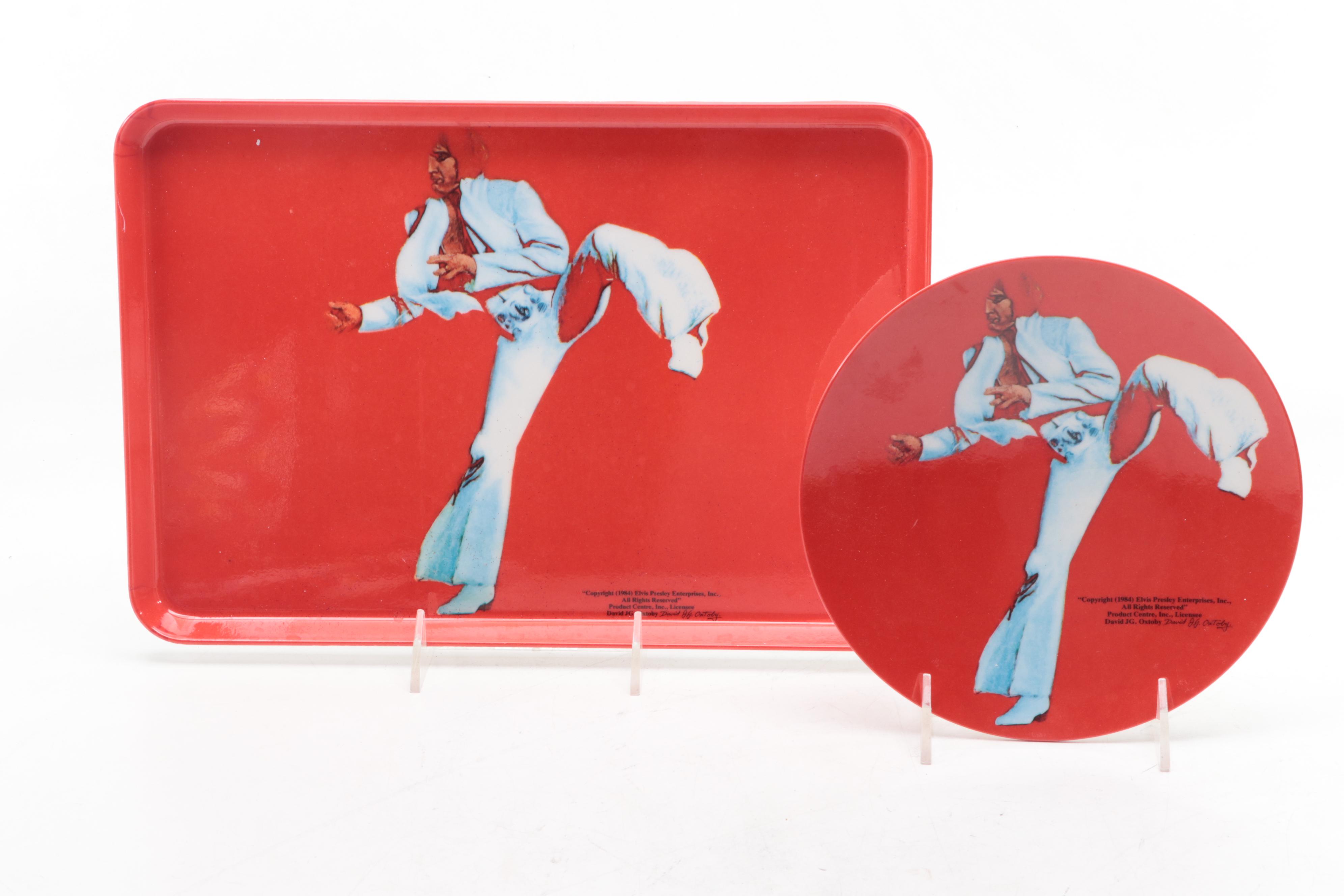 Elvis Presley Themed Trays, Plates, Tablecloth, Shot Glasses and More