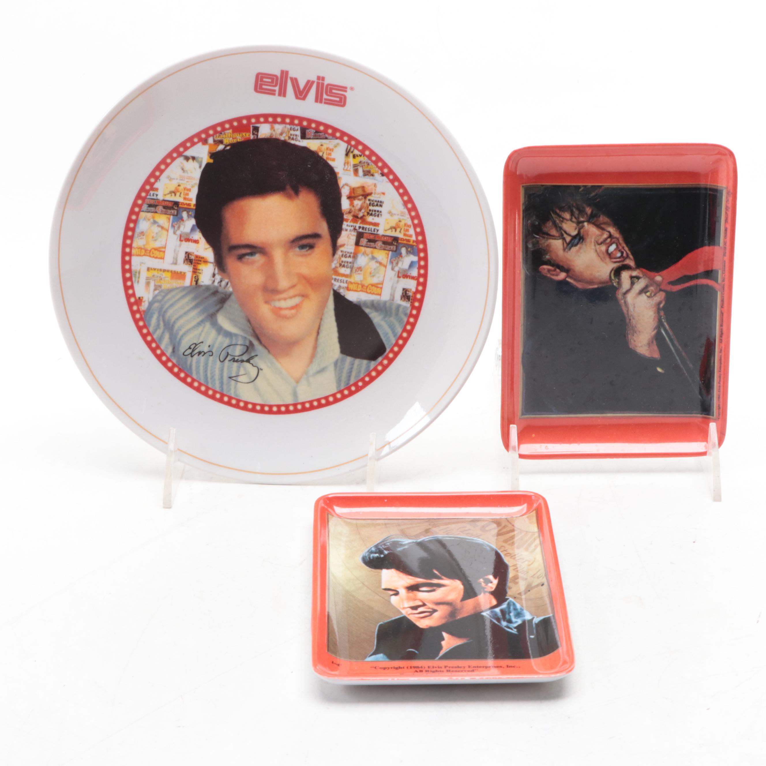 Elvis Presley Themed Trays, Plates, Tablecloth, Shot Glasses and More