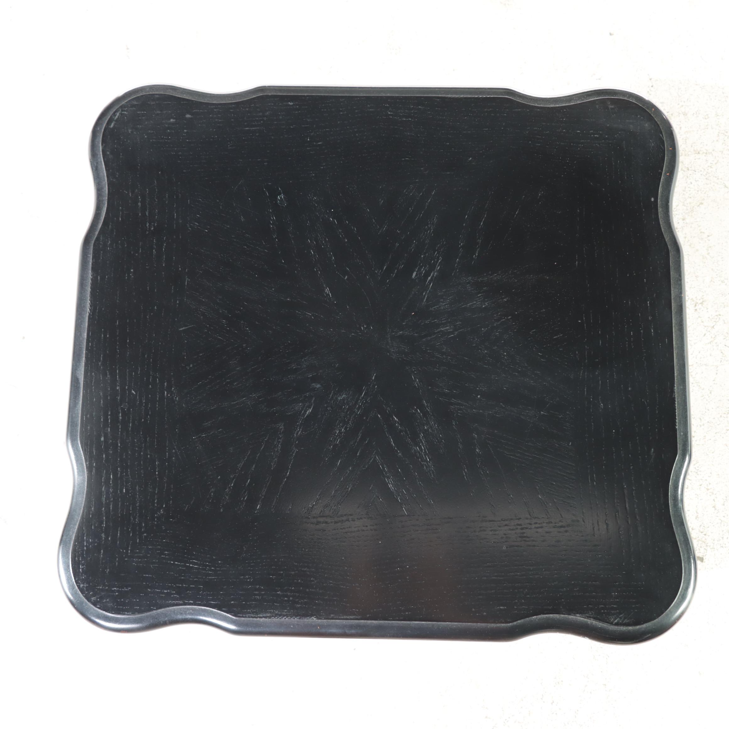 Pair of Black Painted End Tables with Reeded Legs