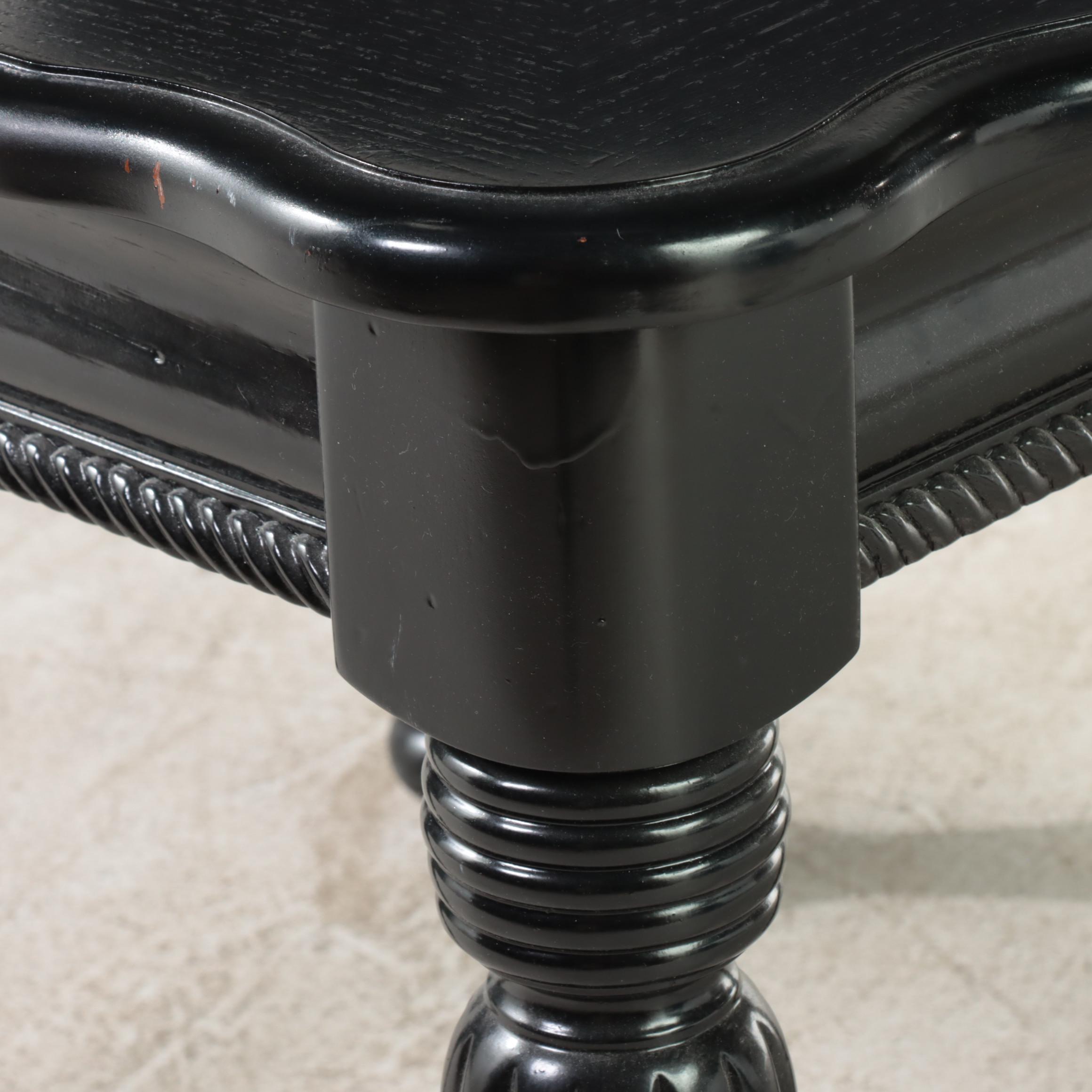 Pair of Black Painted End Tables with Reeded Legs