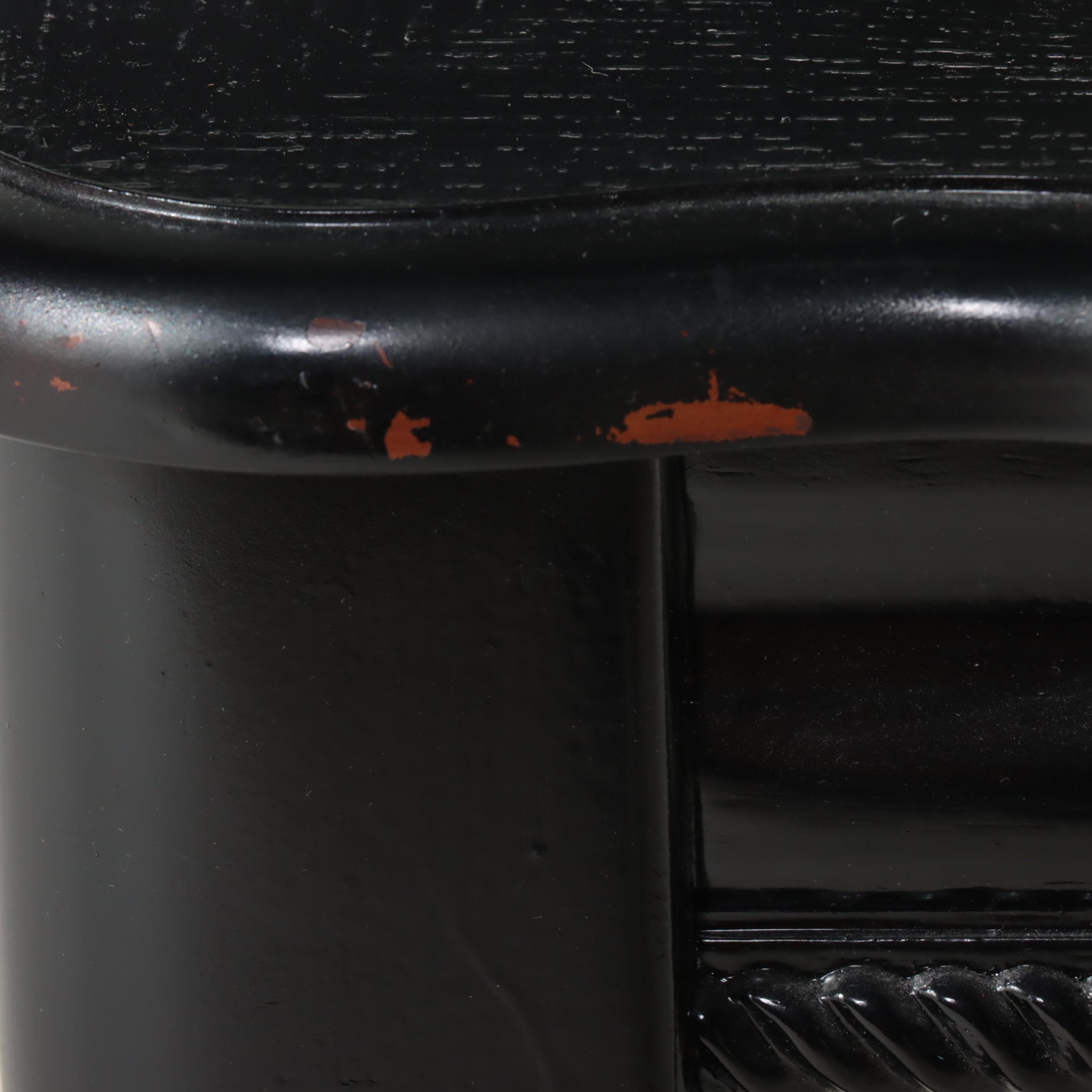 Pair of Black Painted End Tables with Reeded Legs