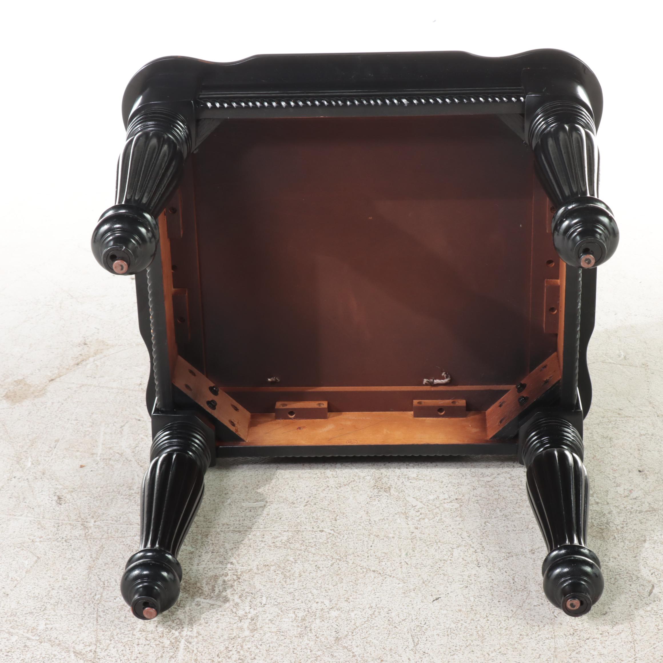 Pair of Black Painted End Tables with Reeded Legs