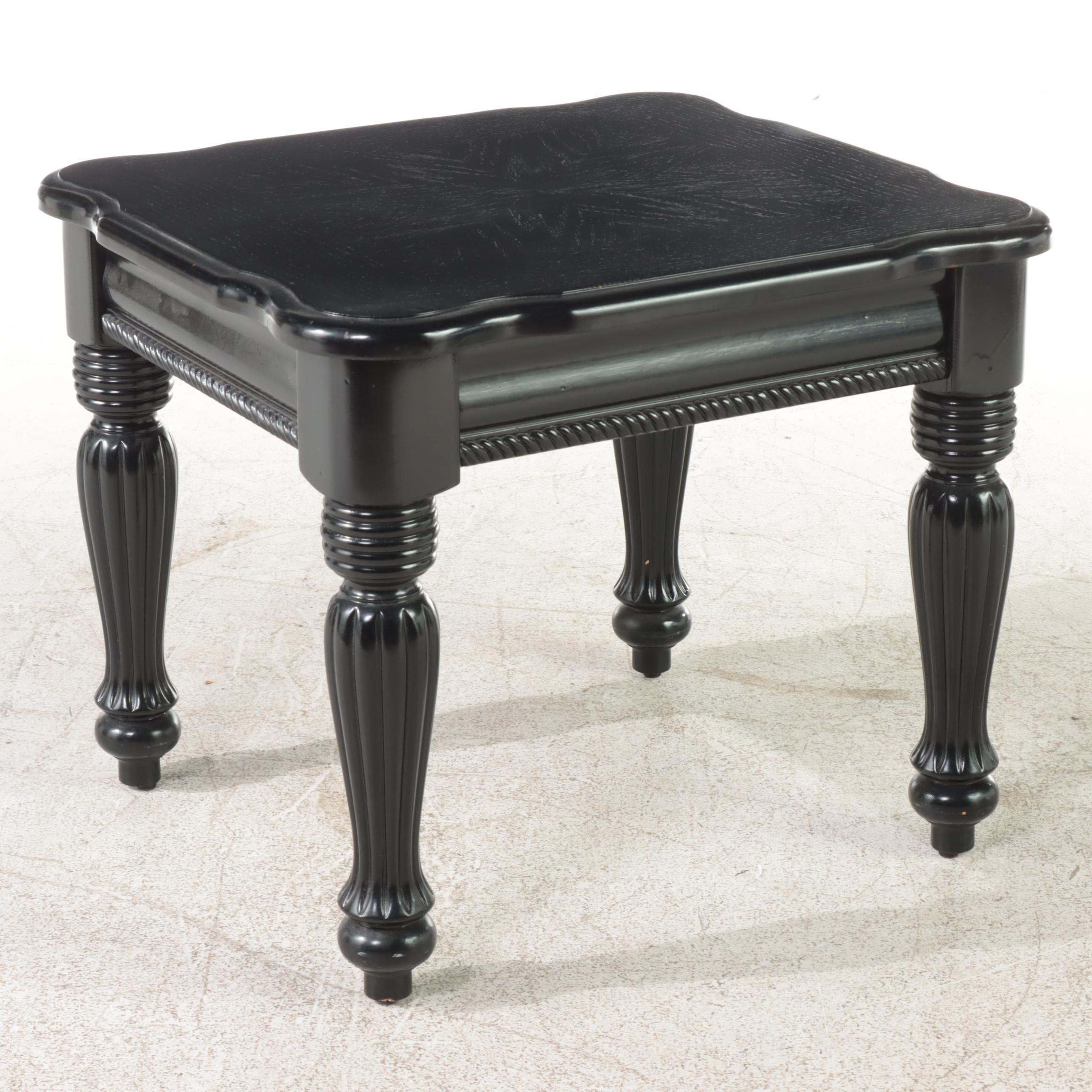Pair of Black Painted End Tables with Reeded Legs