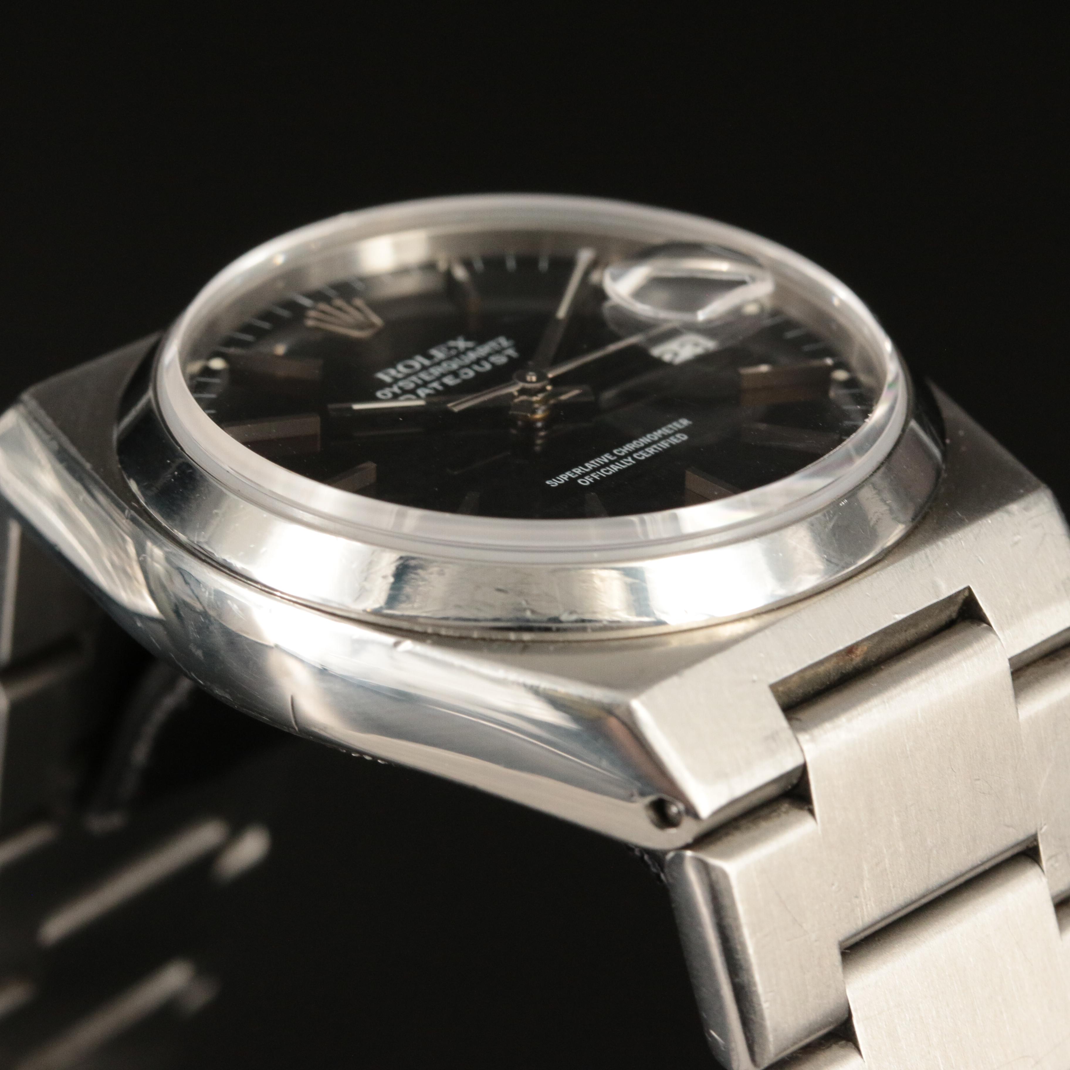 Rolex Oysterquartz Datejust Steel 36mm Black Dial Watch