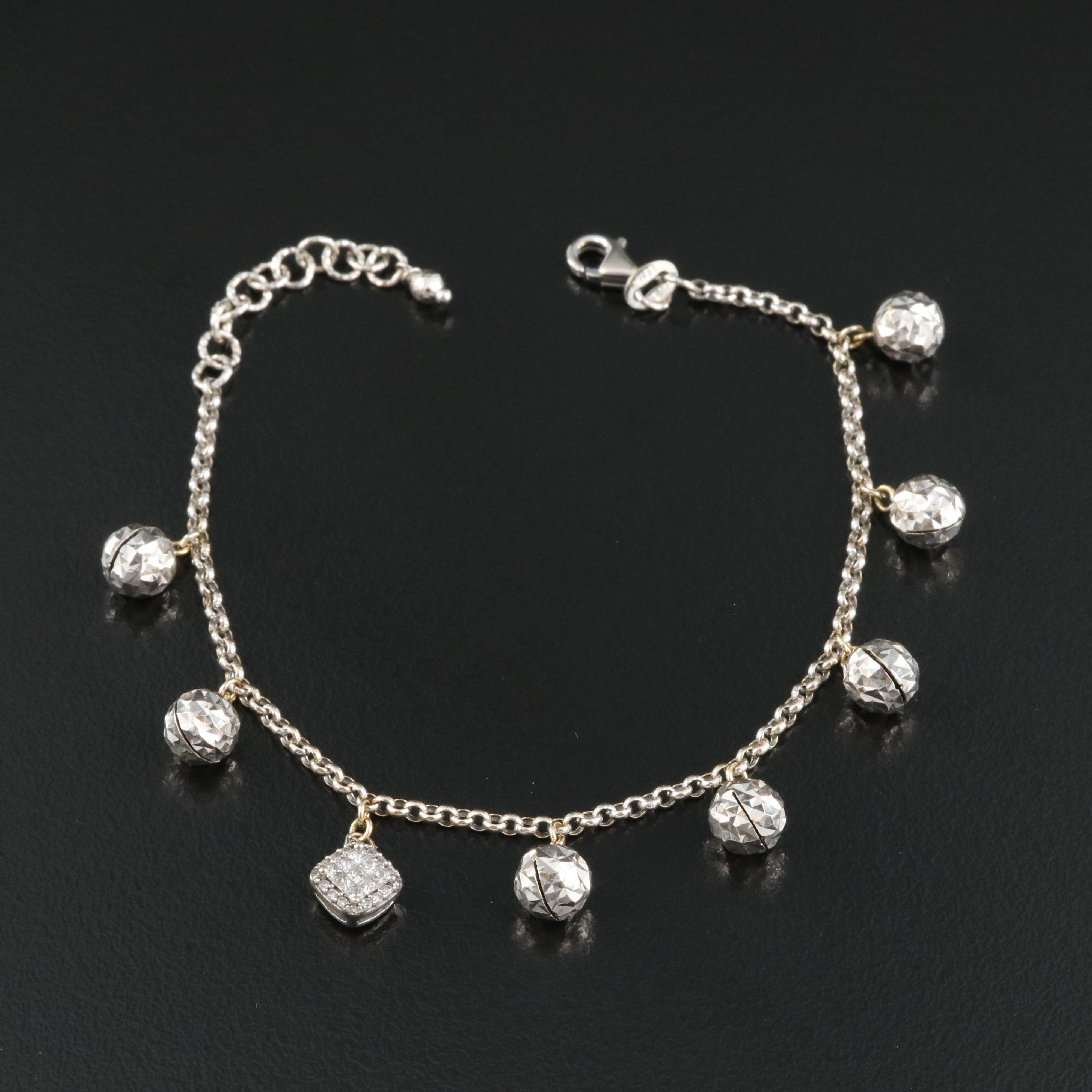 18K 0.20 CTW Diamond Bell Bracelet