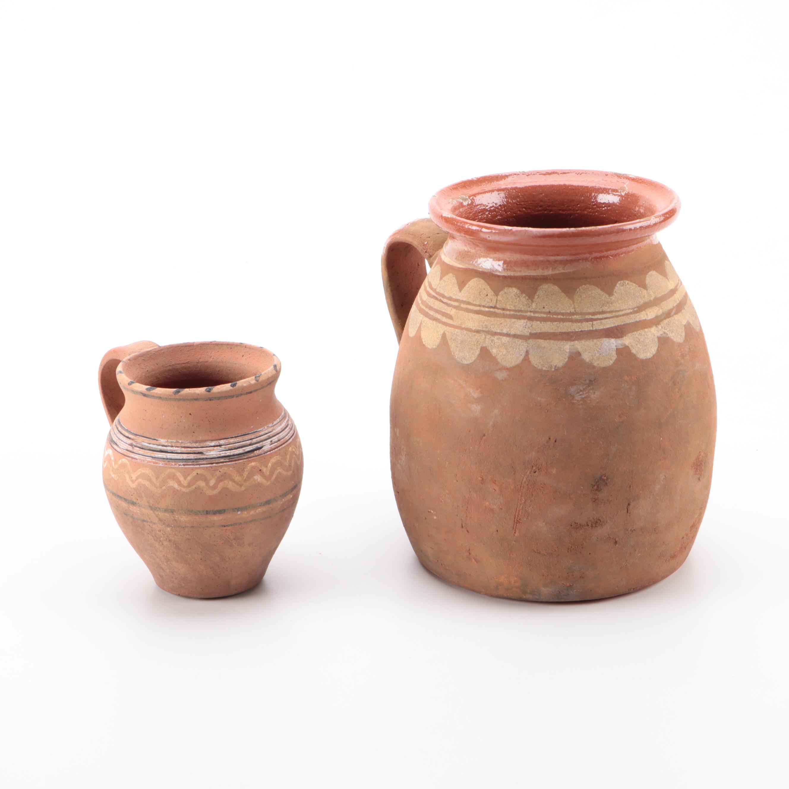 Pottery Barn Fairfax Jug with Mudd Vase and Other Terracotta Vessels