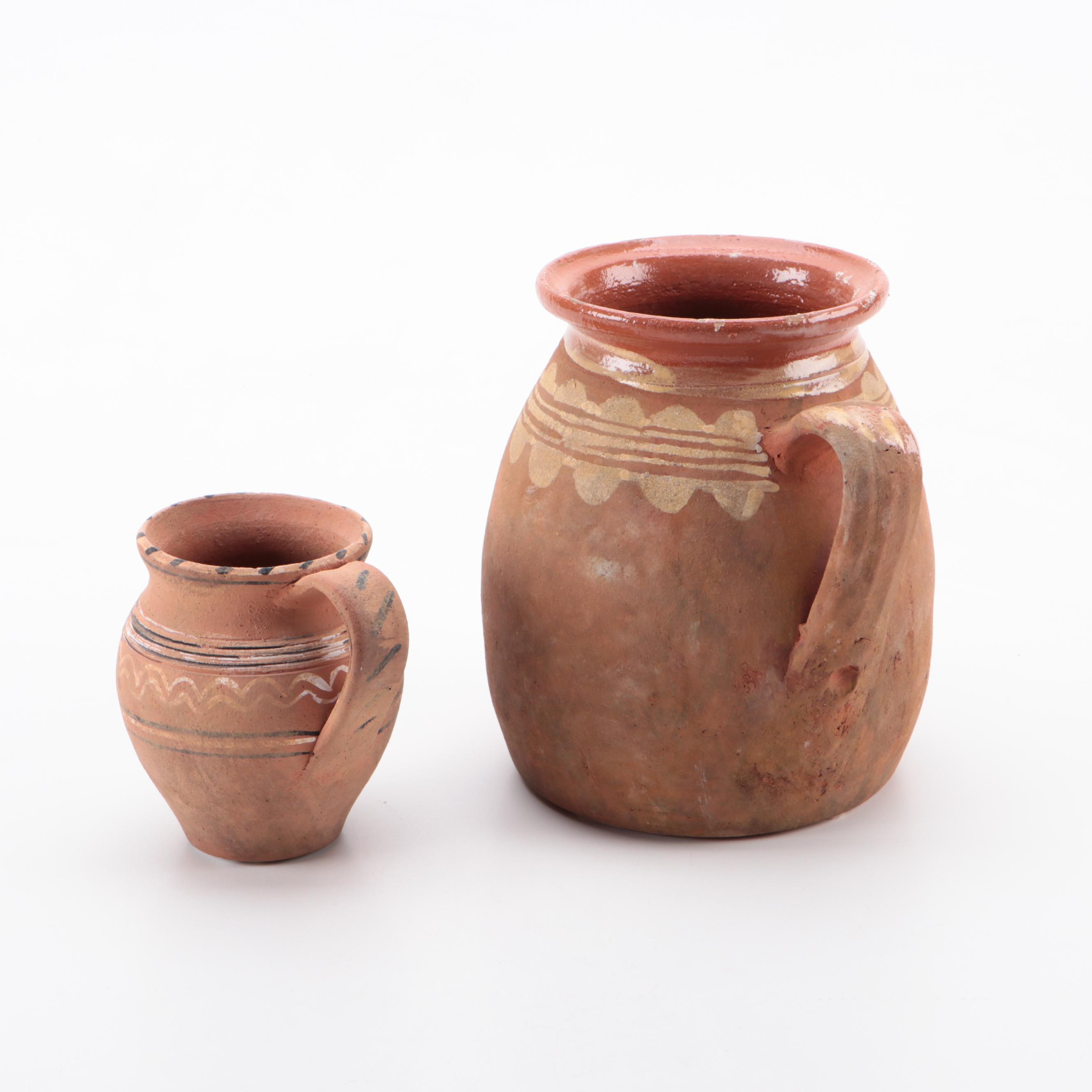 Pottery Barn Fairfax Jug with Mudd Vase and Other Terracotta Vessels