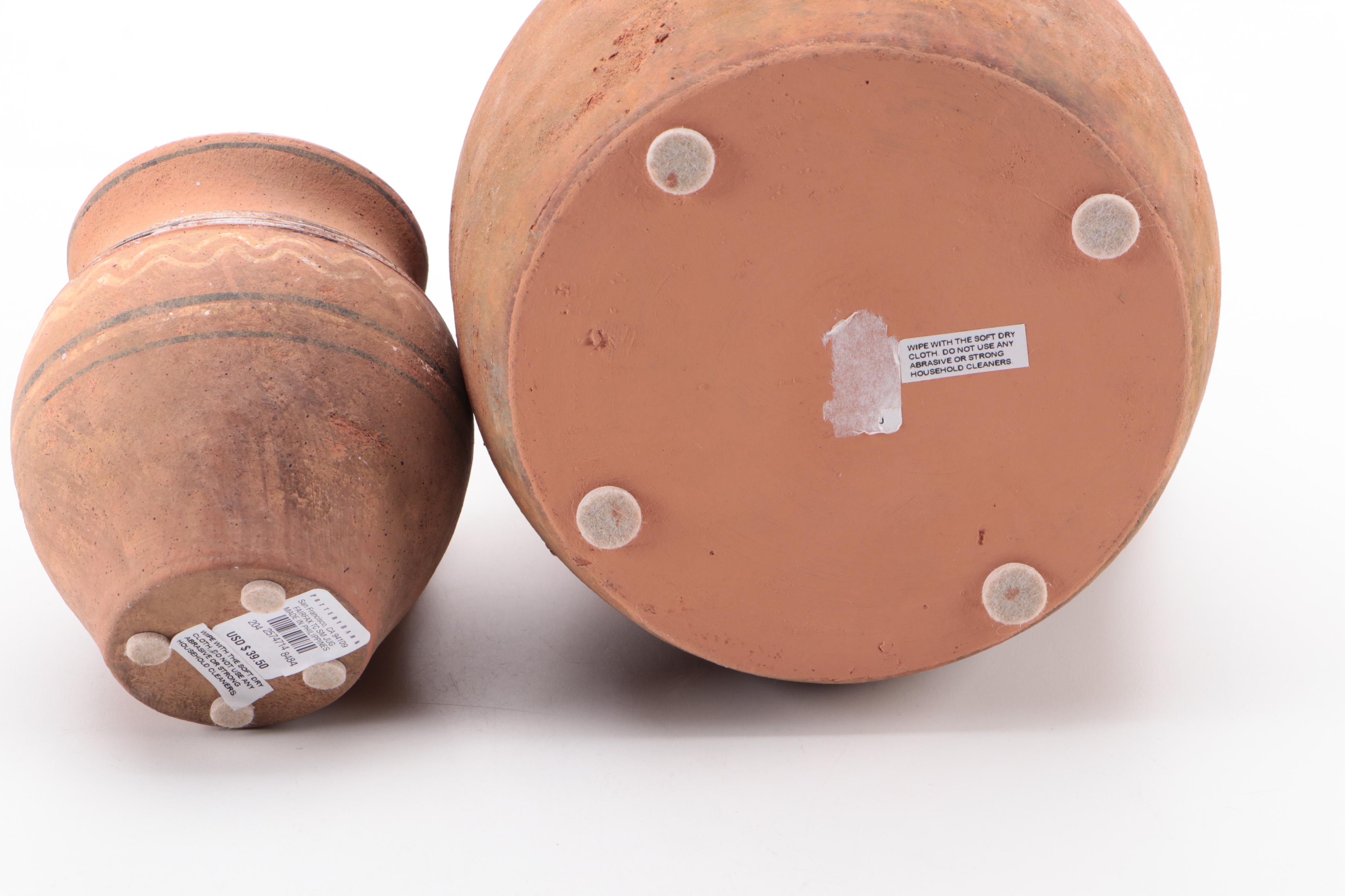 Pottery Barn Fairfax Jug with Mudd Vase and Other Terracotta Vessels