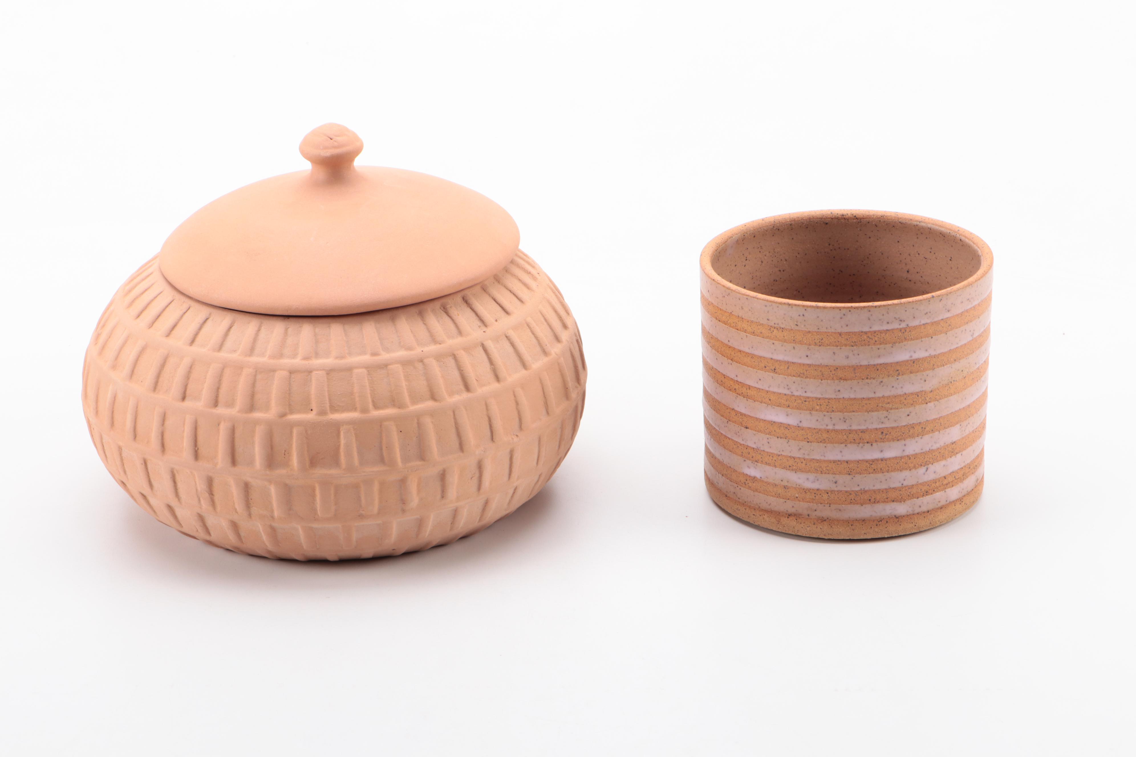 Pottery Barn Fairfax Jug with Mudd Vase and Other Terracotta Vessels