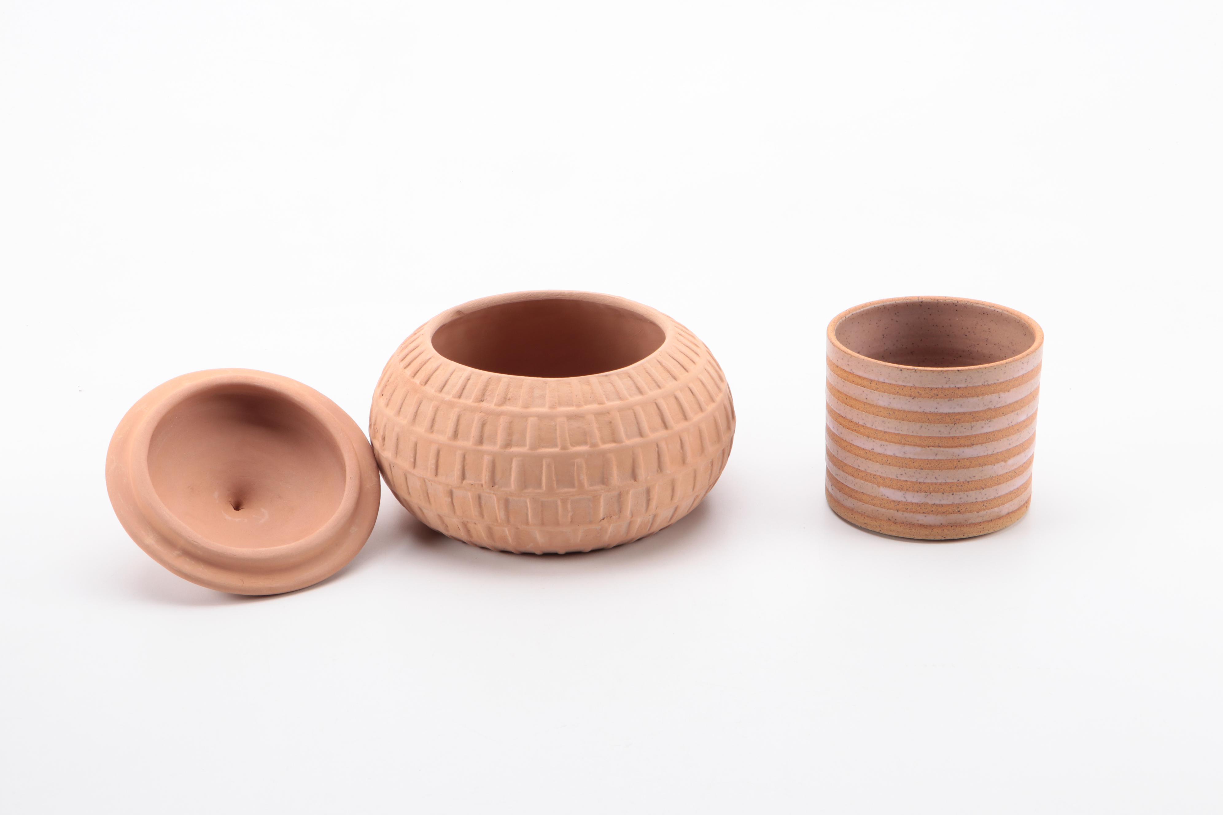 Pottery Barn Fairfax Jug with Mudd Vase and Other Terracotta Vessels