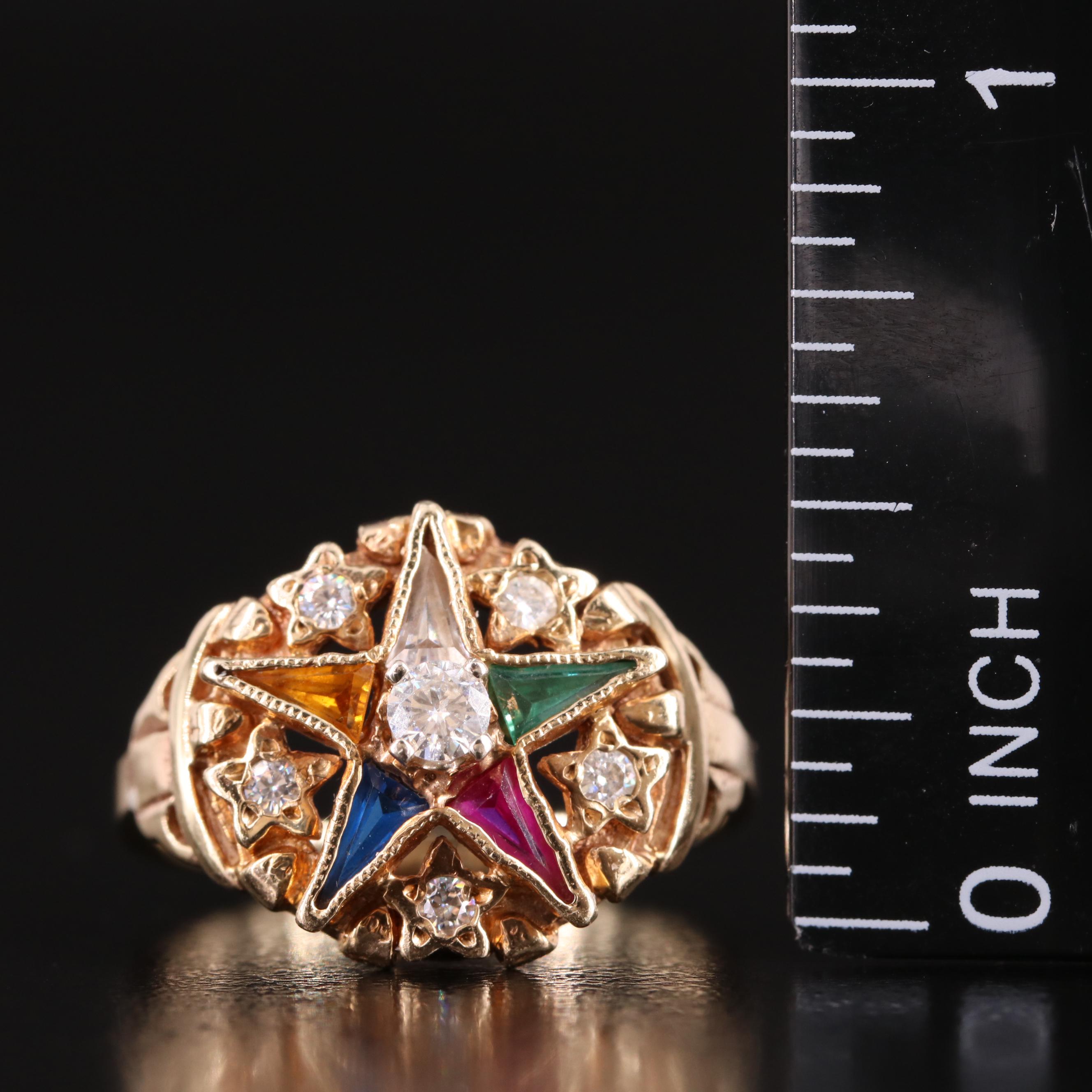 10K Order of the Eastern Star Ring with Diamond Accents