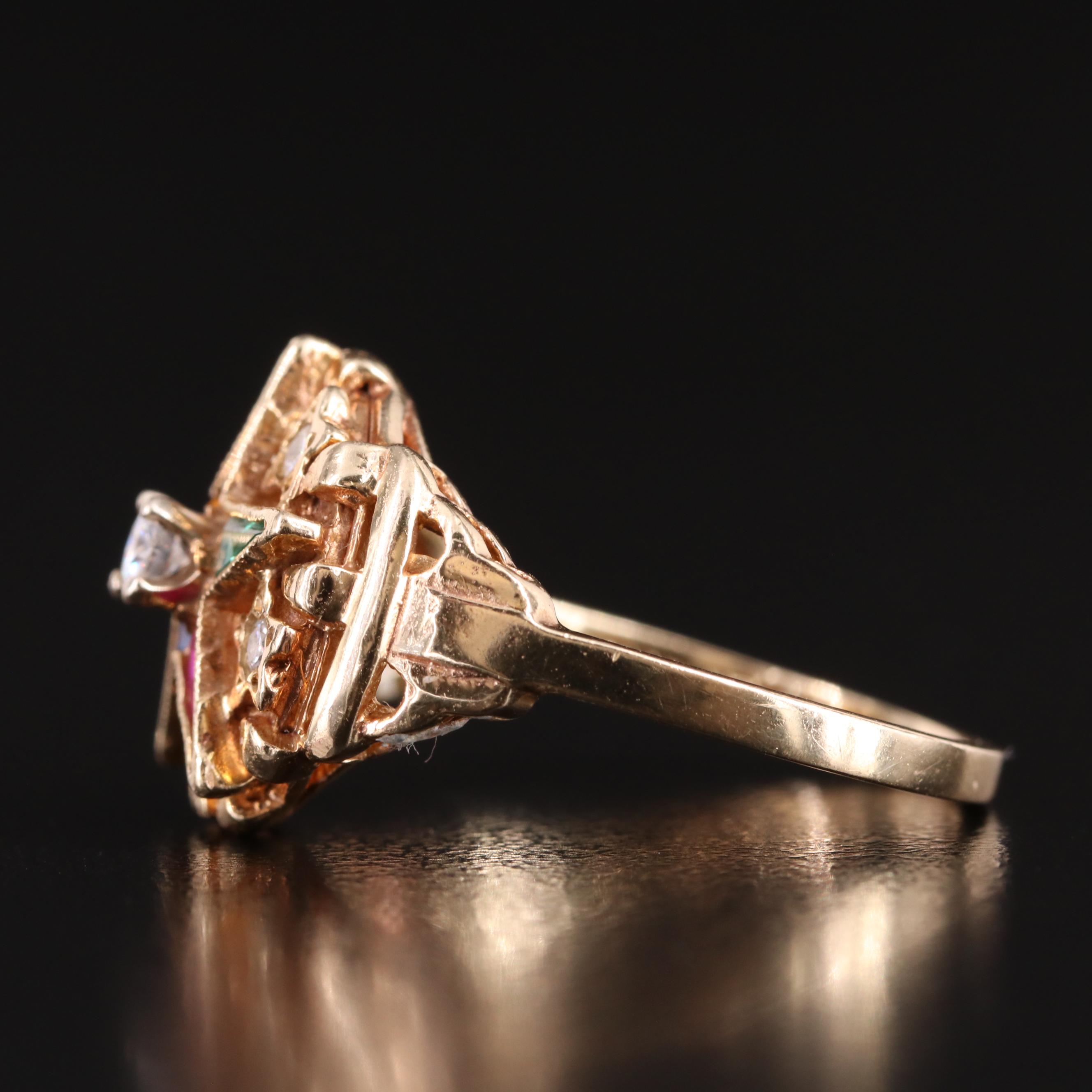 10K Order of the Eastern Star Ring with Diamond Accents