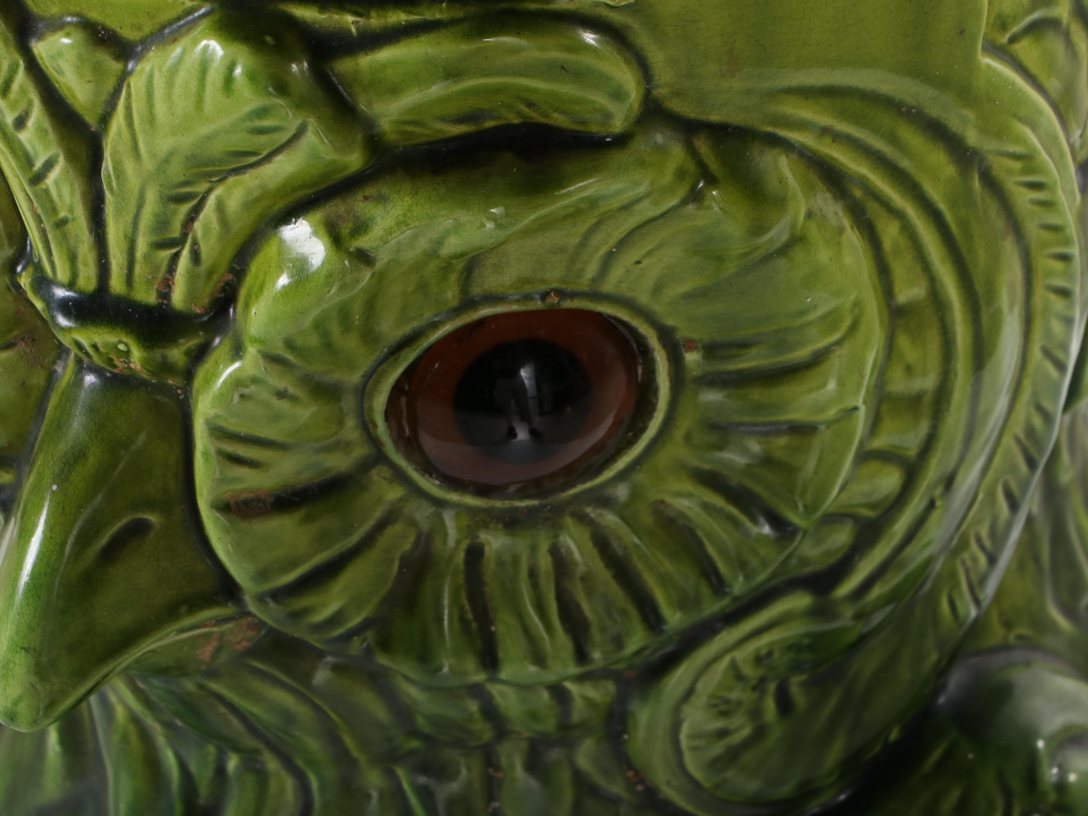 Bretby Pottery Green Glazed Figural Ceramic Owl Umbrella Stand