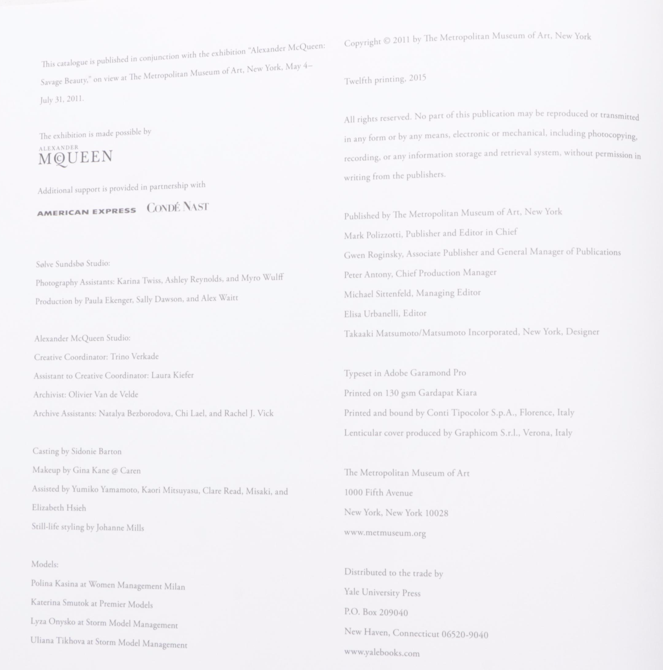 "Alexander McQueen: Savage Beauty" Exhibition Catalog and More Fashion Books