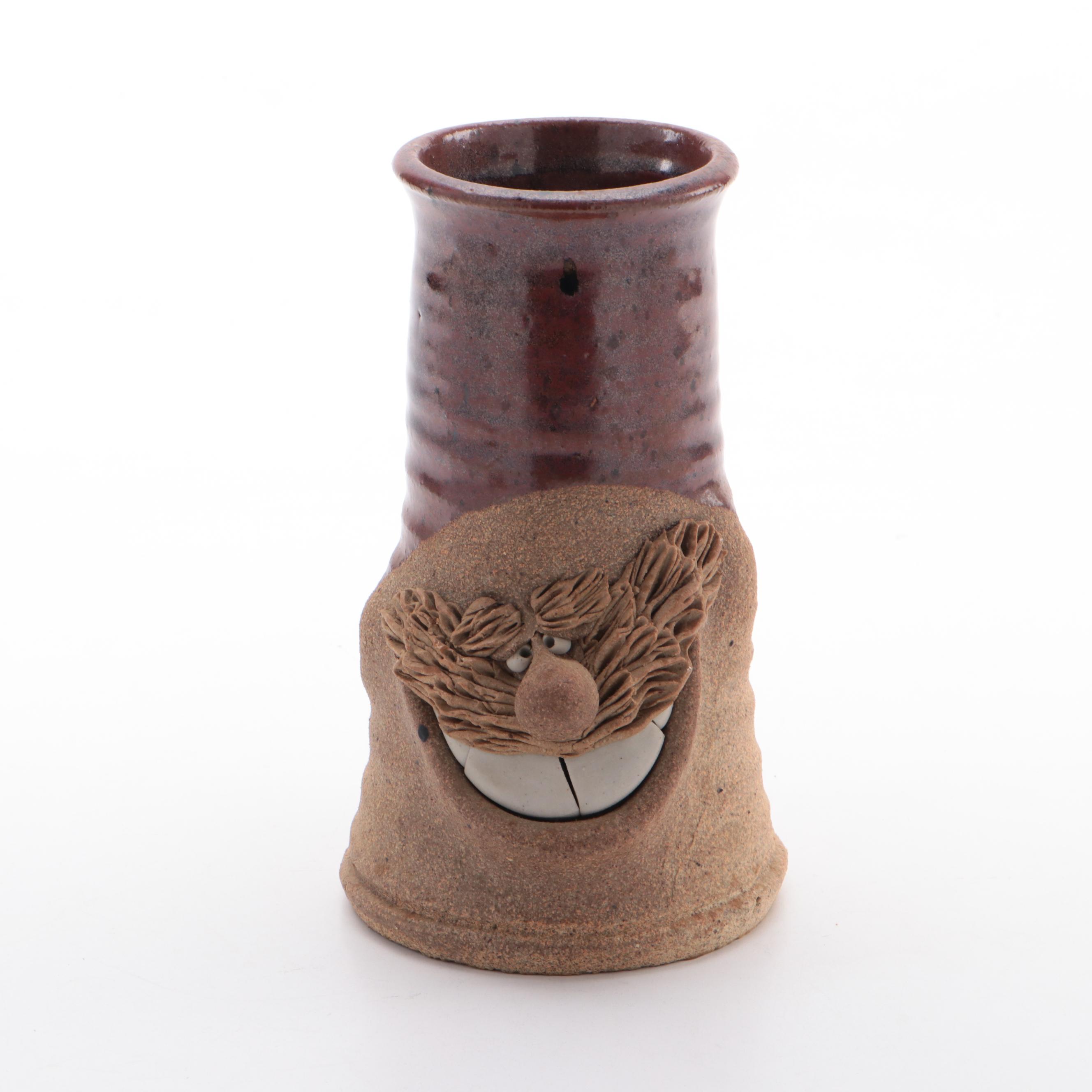 Dansk Silver Plate Animal Paperweights with Studio Art Pottery Face Mug