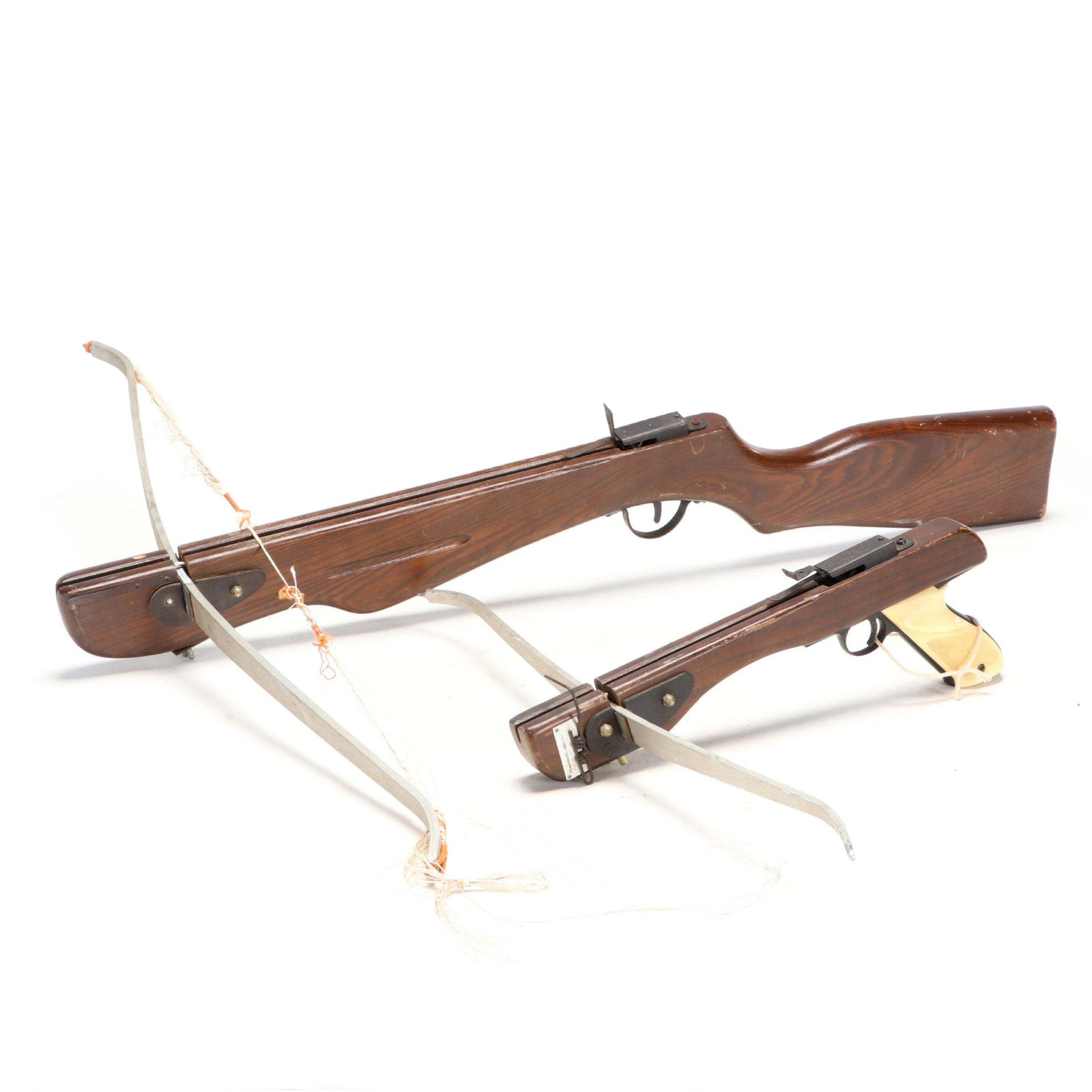 Wham-O MFG Co. Wood Powermaster Hunting Crossbows, Late 20th Century