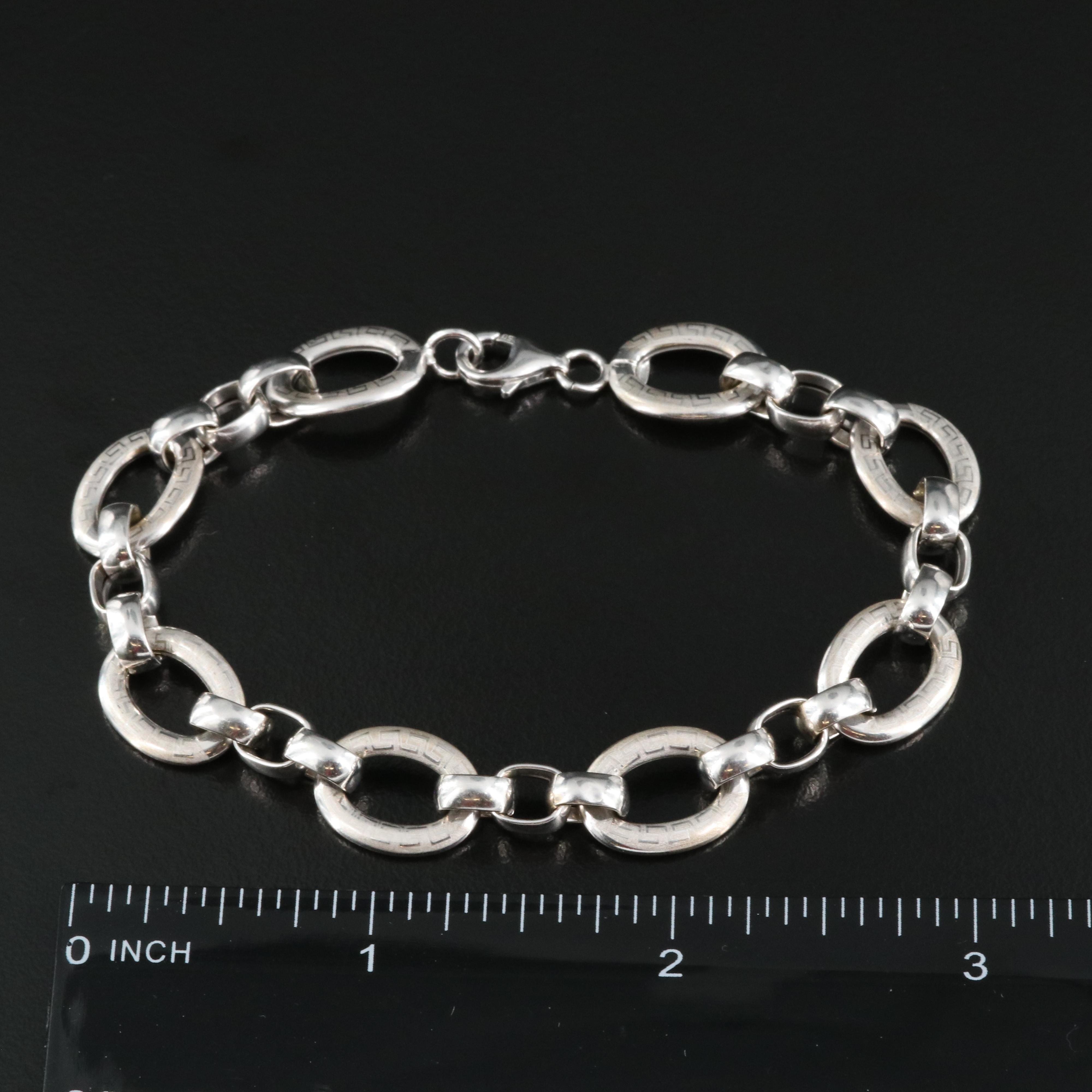 18K Greek Key Cable Link Bracelet