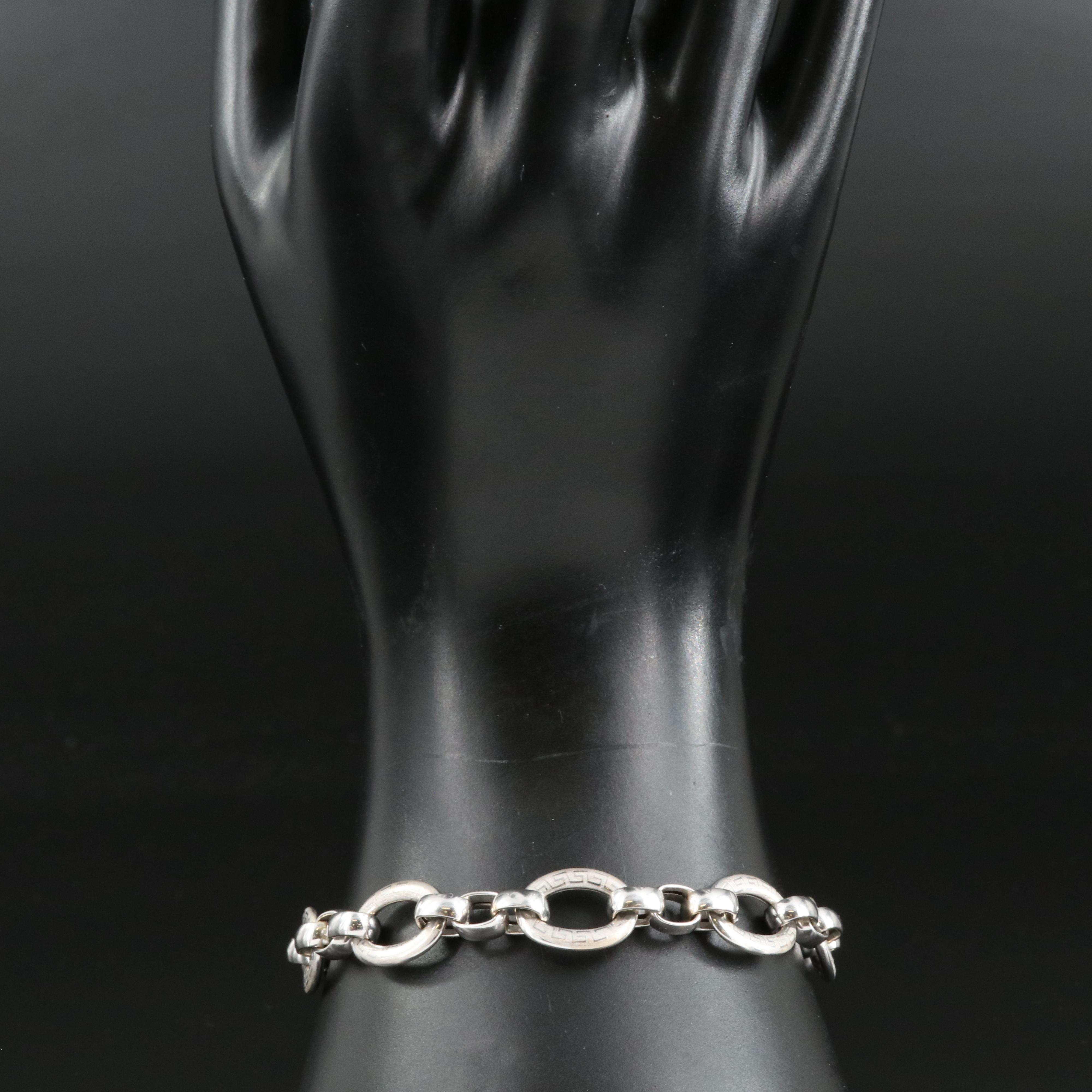 18K Greek Key Cable Link Bracelet