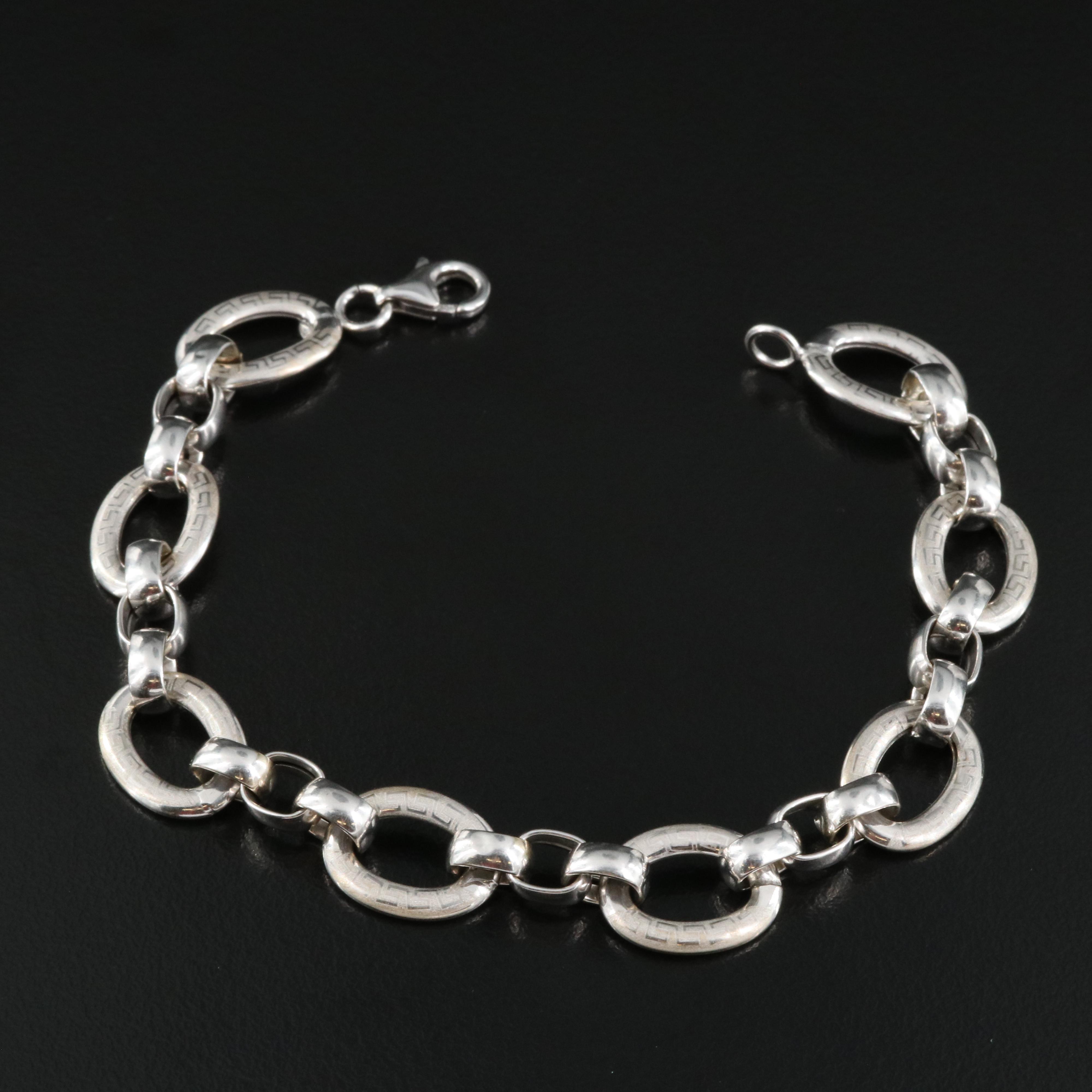 18K Greek Key Cable Link Bracelet