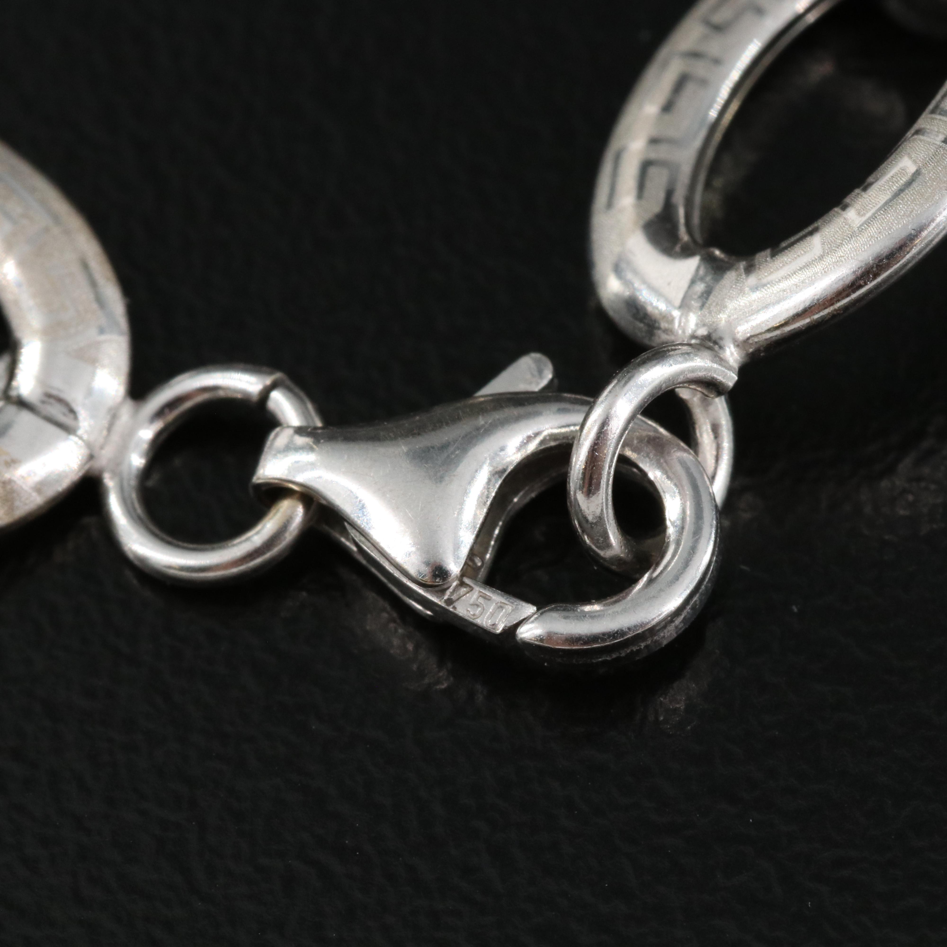 18K Greek Key Cable Link Bracelet