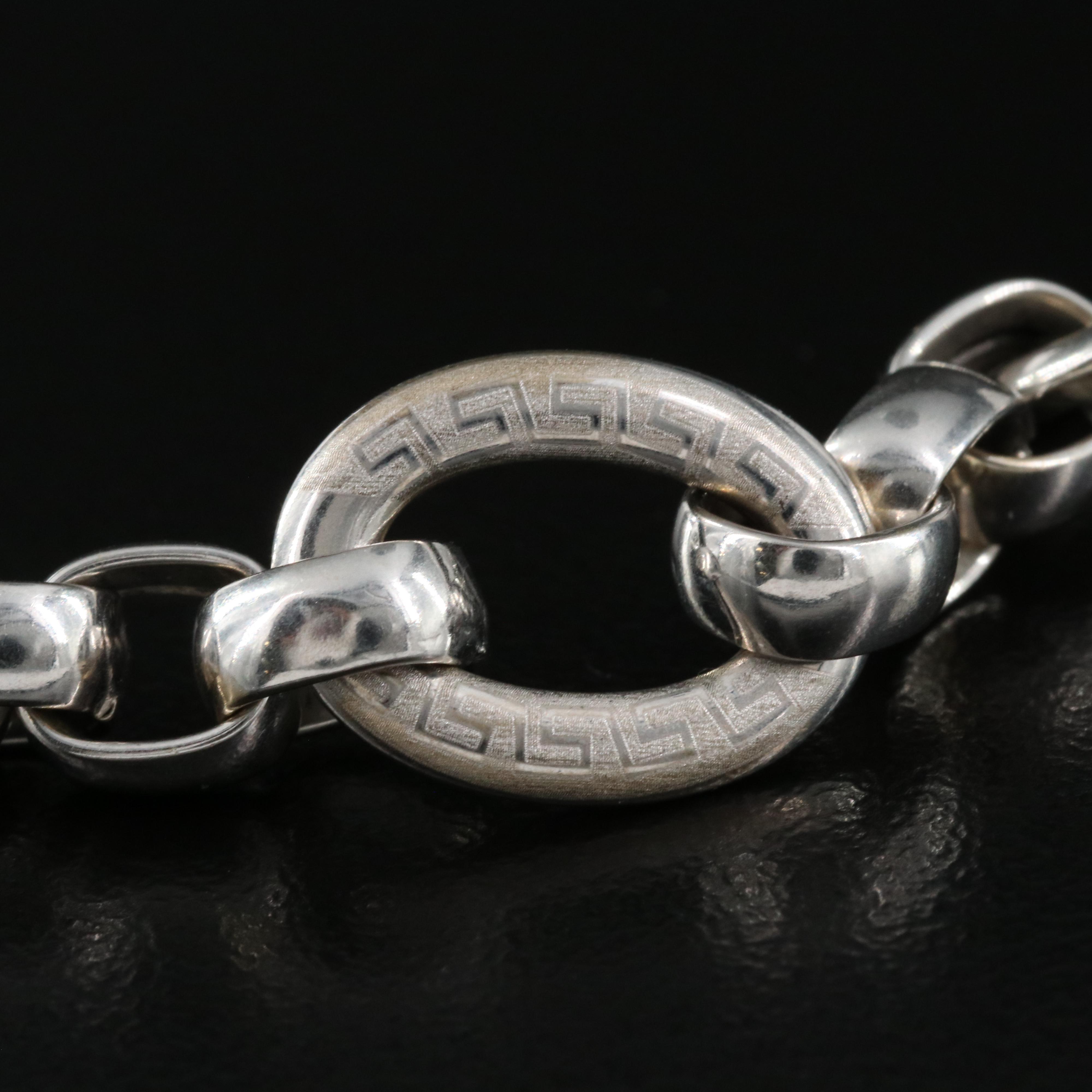 18K Greek Key Cable Link Bracelet