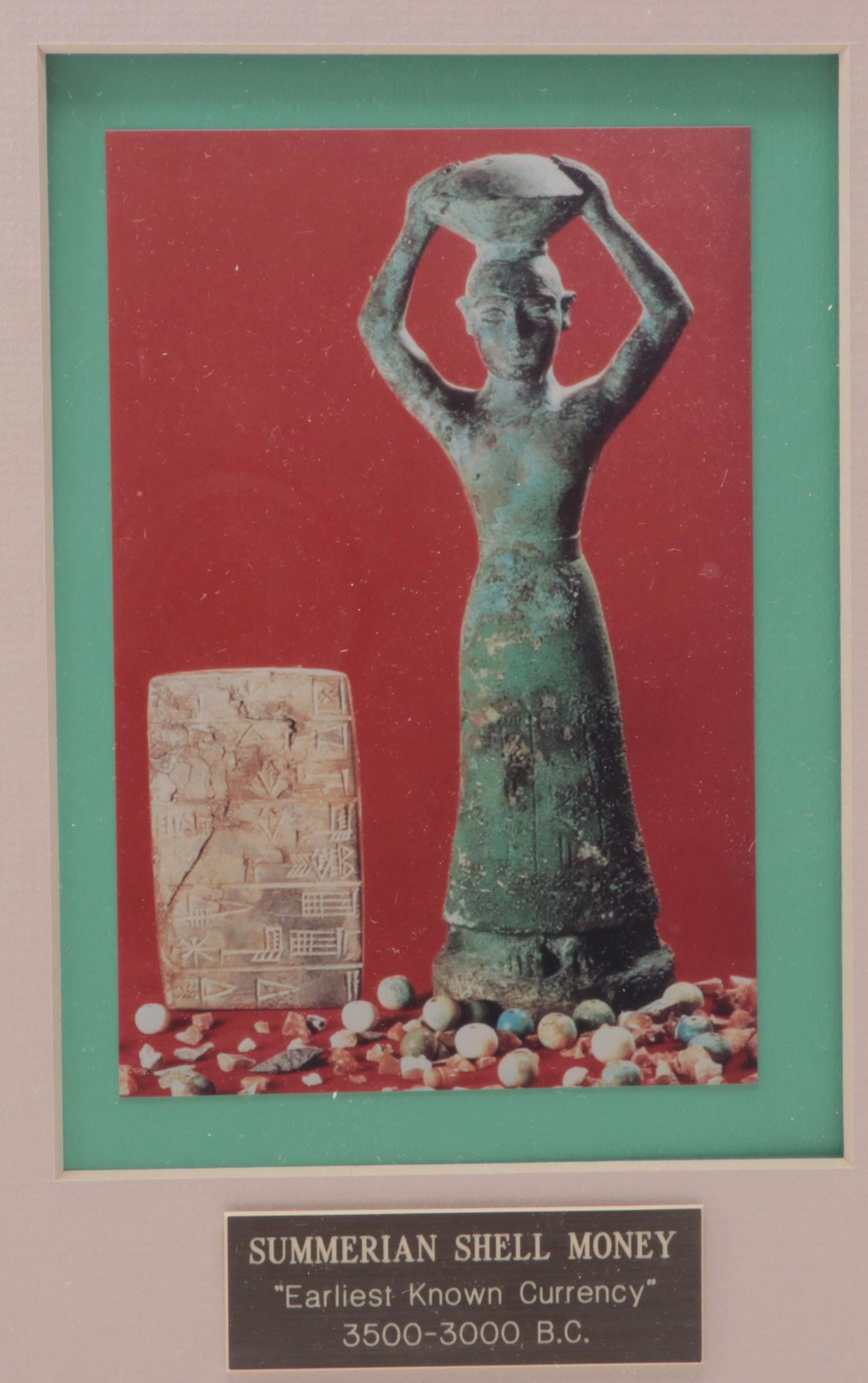 Sumerian Shell Ring Currency in Framed Display