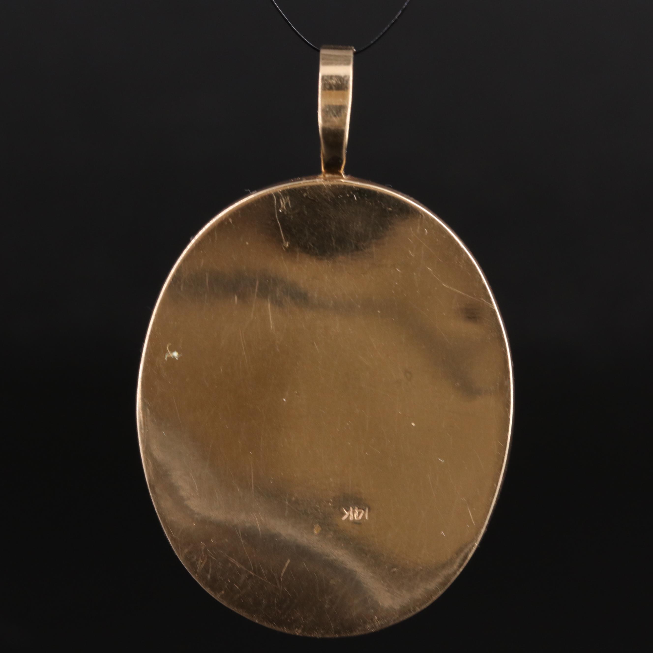 14K Amber Reverse Intaglio Pendant