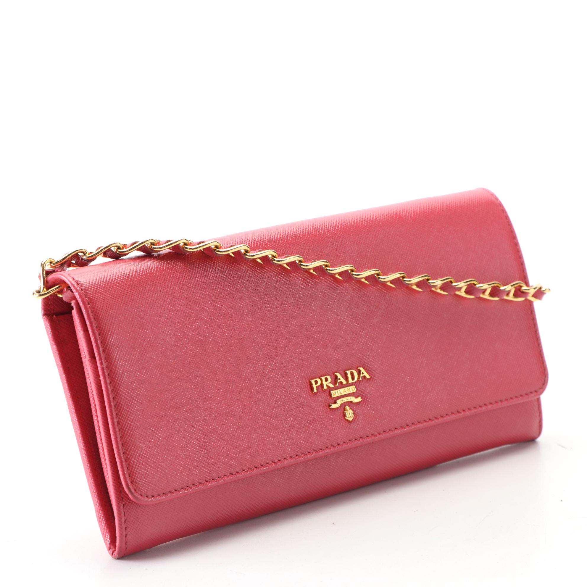 Prada Wallet on Chain Clutch 1M1290 in Saffiano Leather with Box