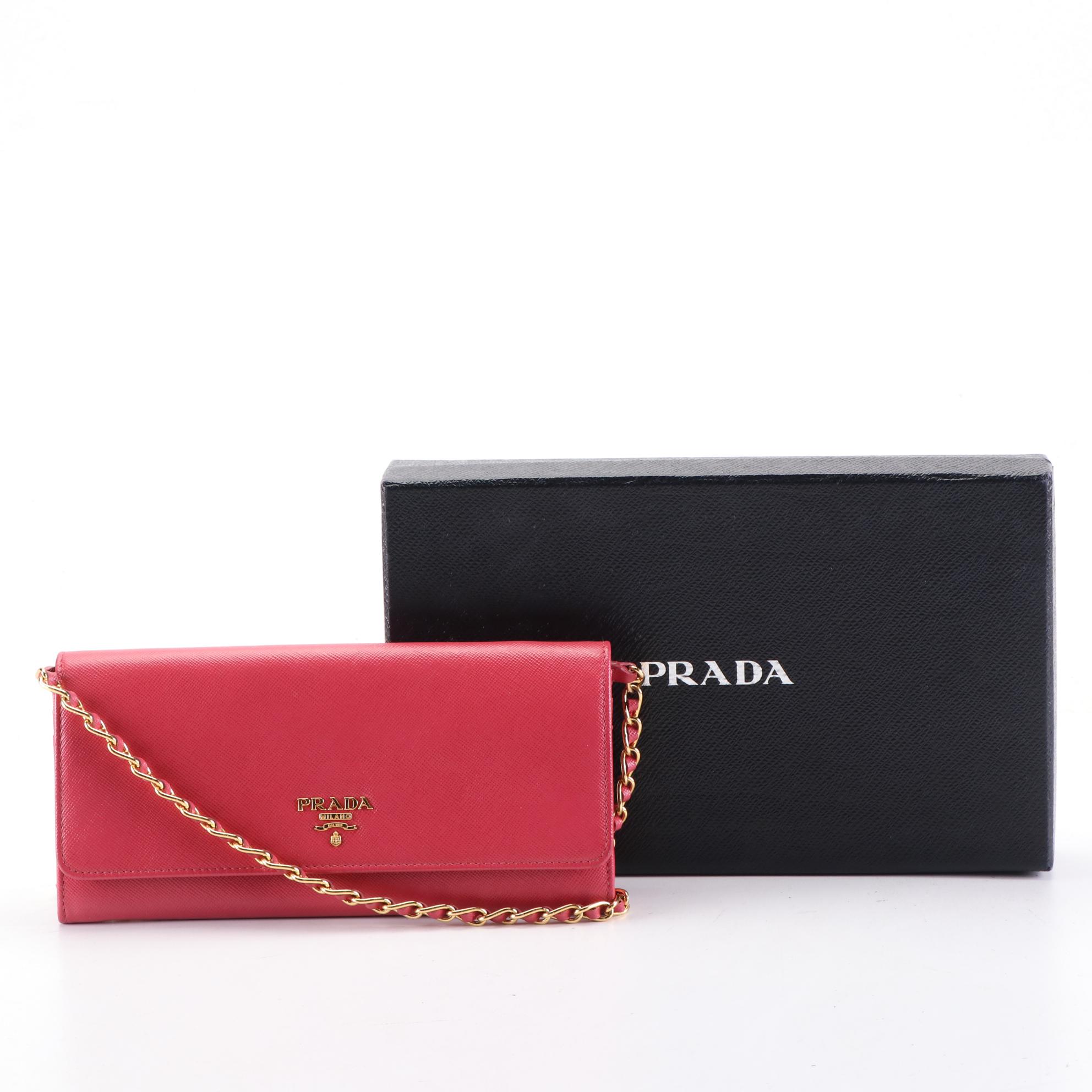 Prada Wallet on Chain Clutch 1M1290 in Saffiano Leather with Box