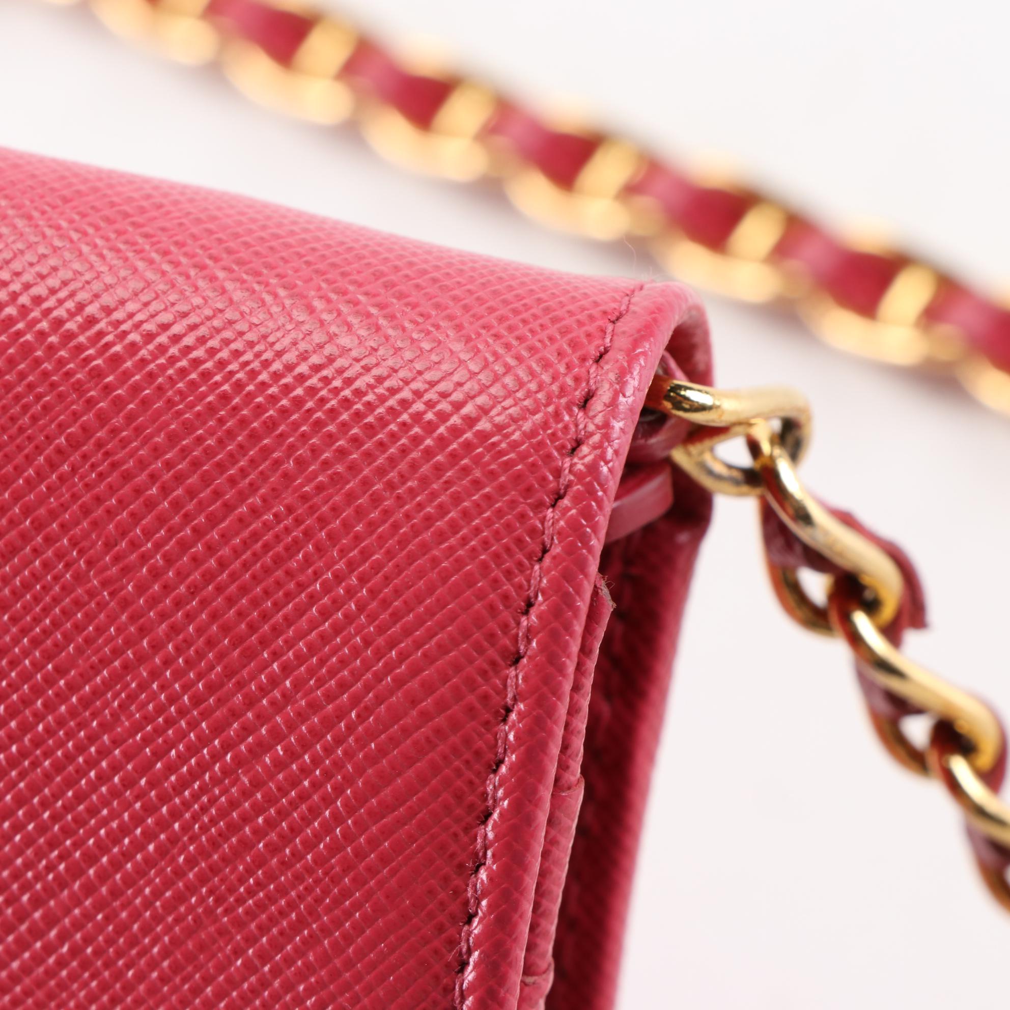 Prada Wallet on Chain Clutch 1M1290 in Saffiano Leather with Box