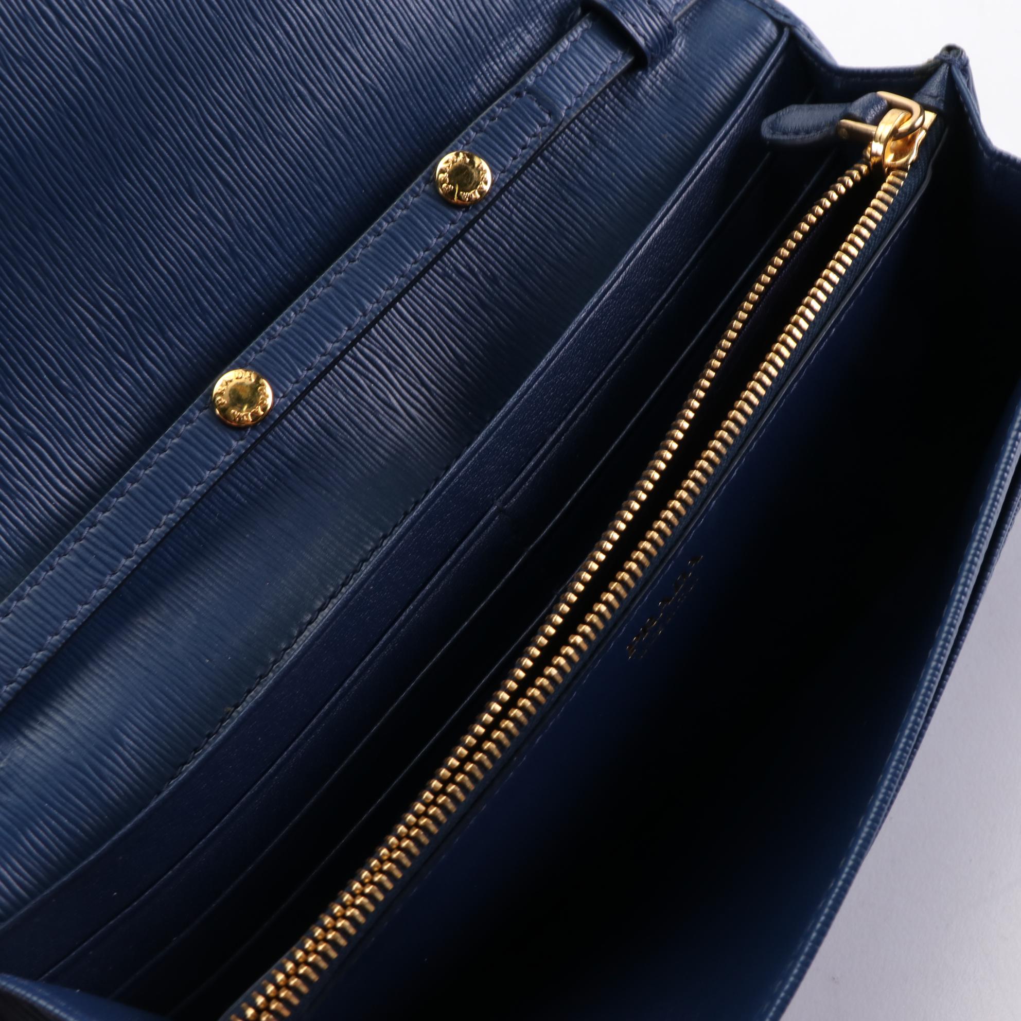 Prada Wallet on Chain Clutch in Textured Leather