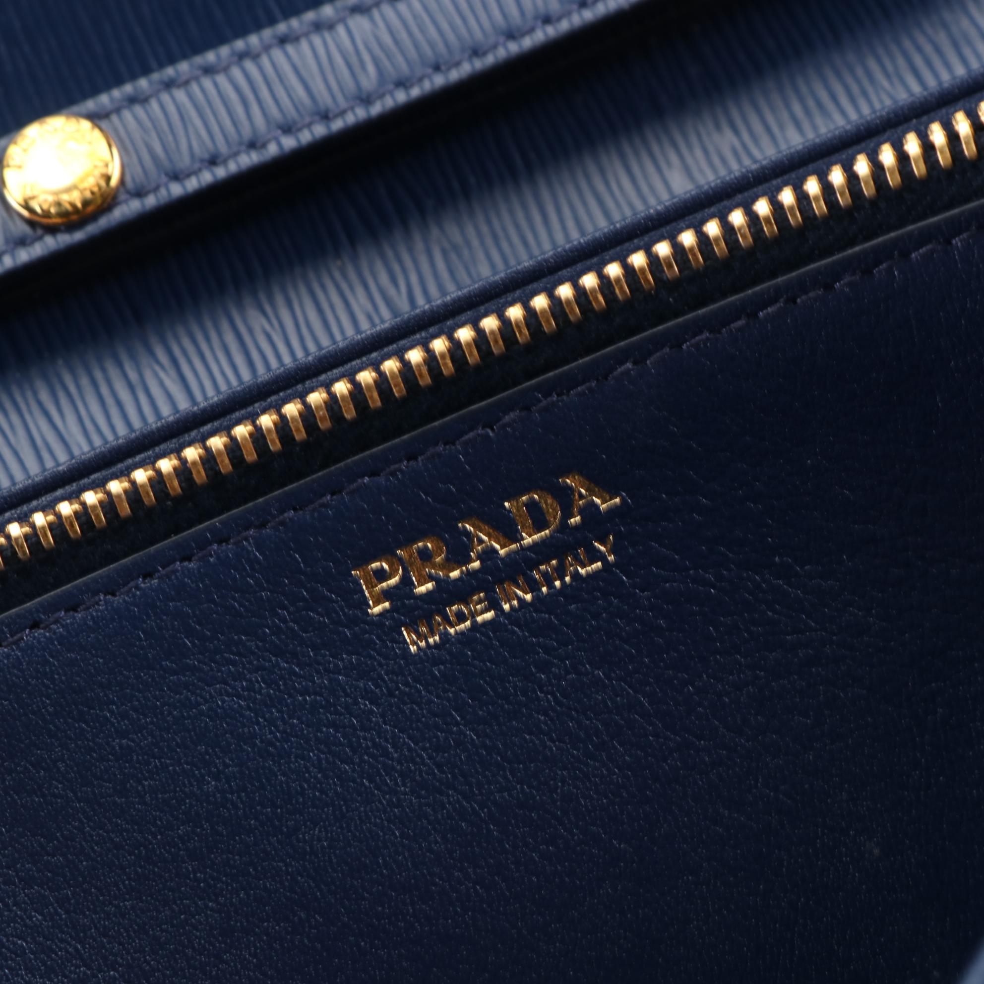 Prada Wallet on Chain Clutch in Textured Leather