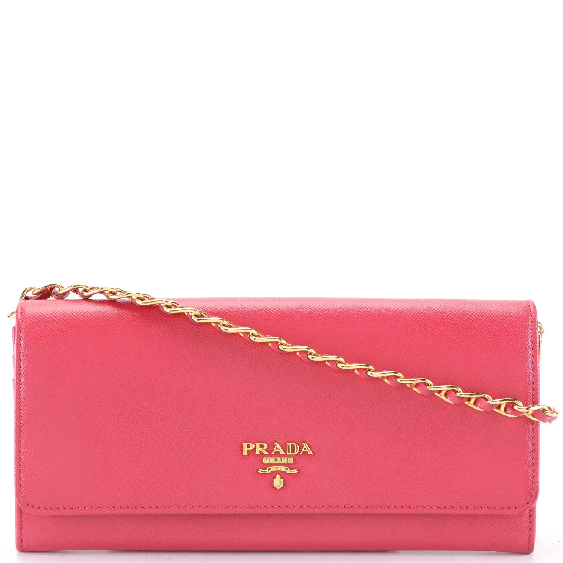 Prada Wallet on Chain Clutch 1M1290 in Saffiano Leather with Box