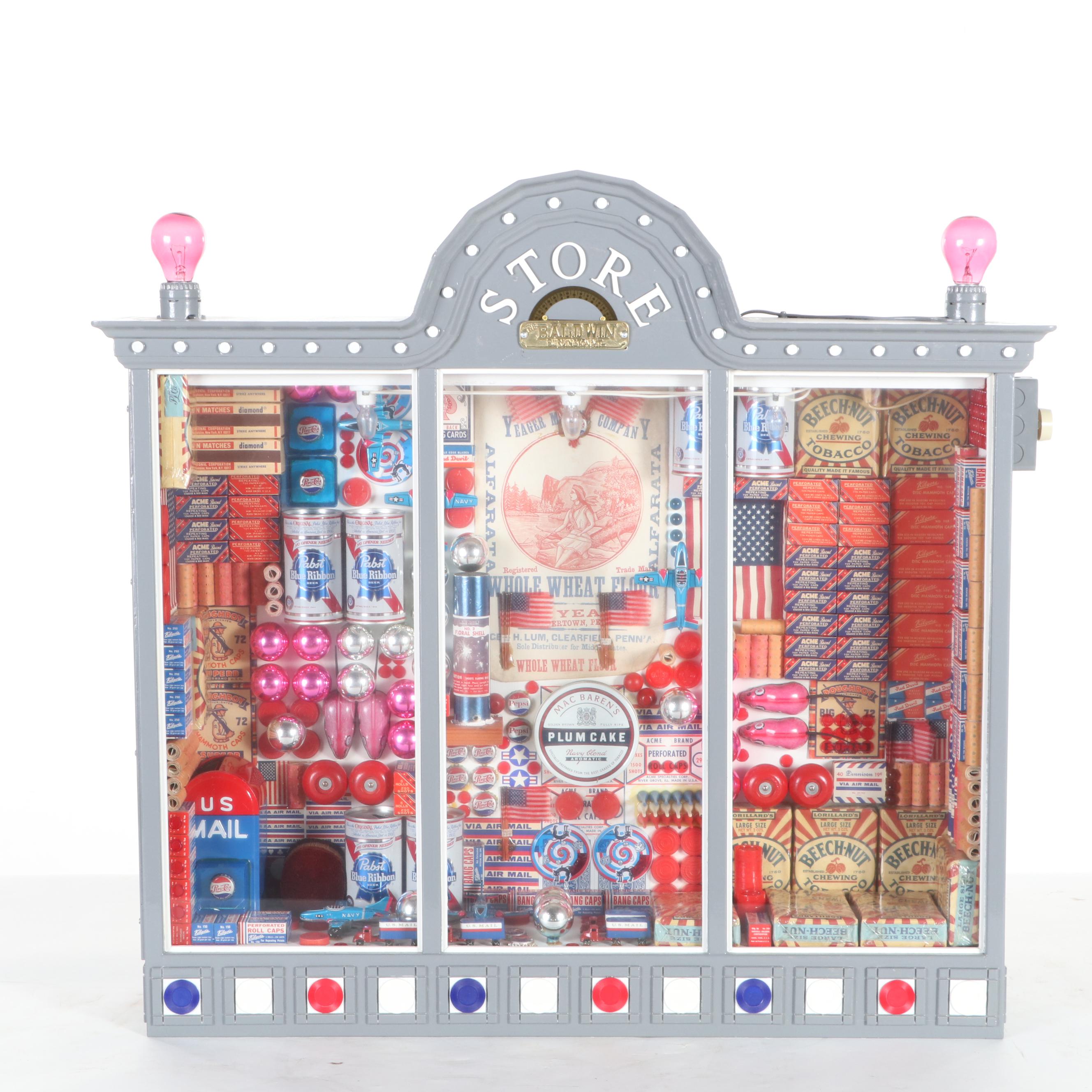 Elmer Ruff Assemblage Diorama "Rushville Center" 1968