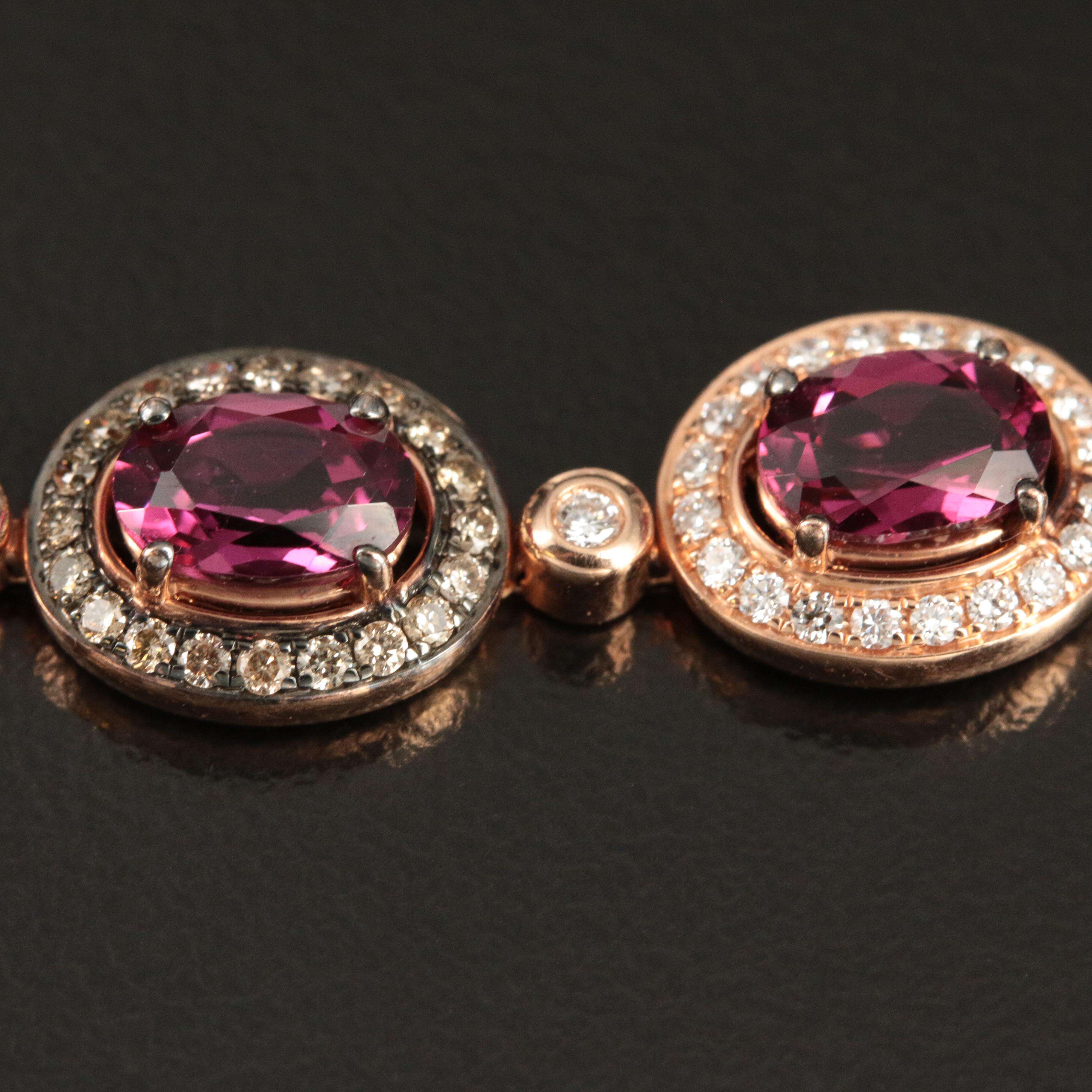 Le Vian 14K Rose Gold Rhodolite and Diamond Bolo Bracelet