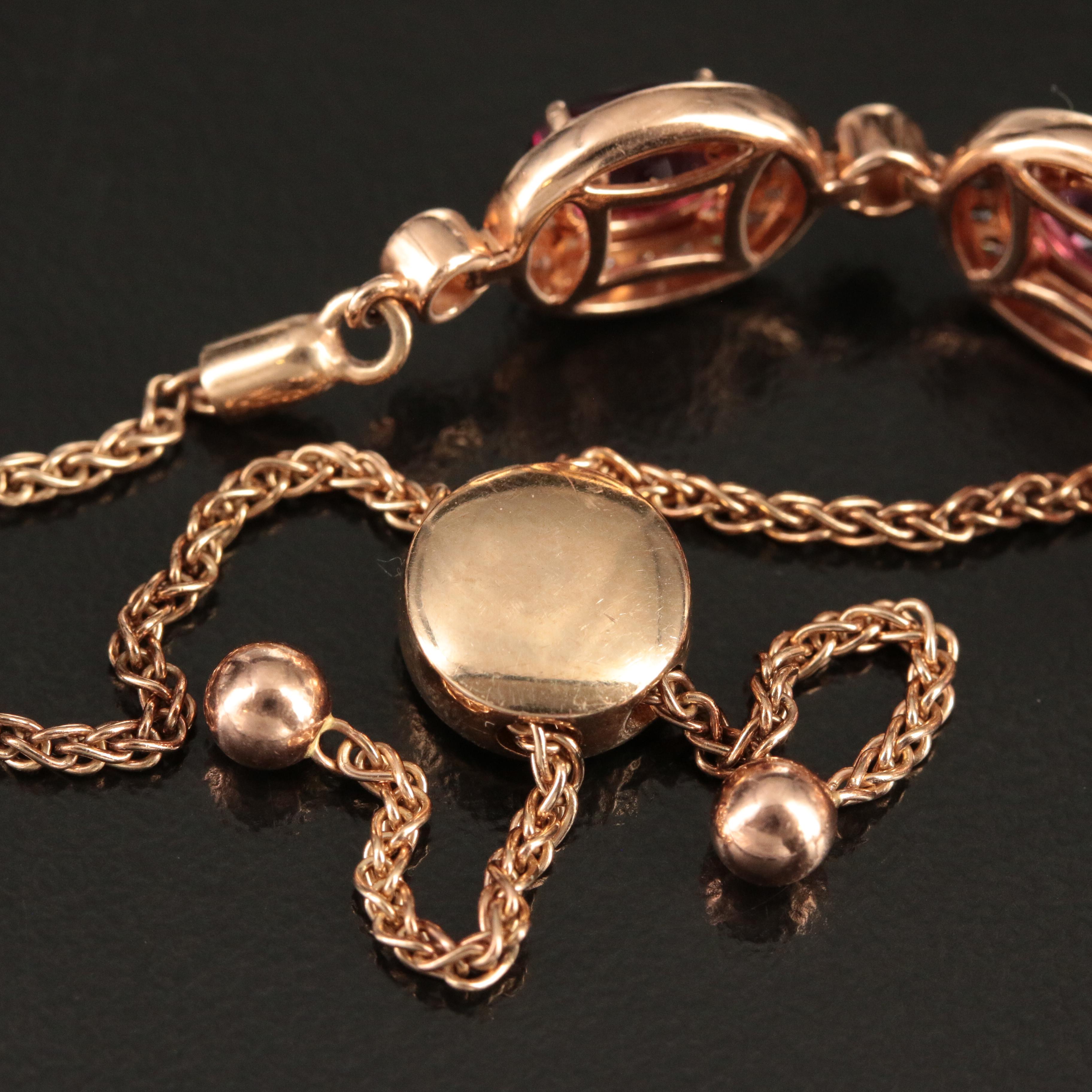 Le Vian 14K Rose Gold Rhodolite and Diamond Bolo Bracelet