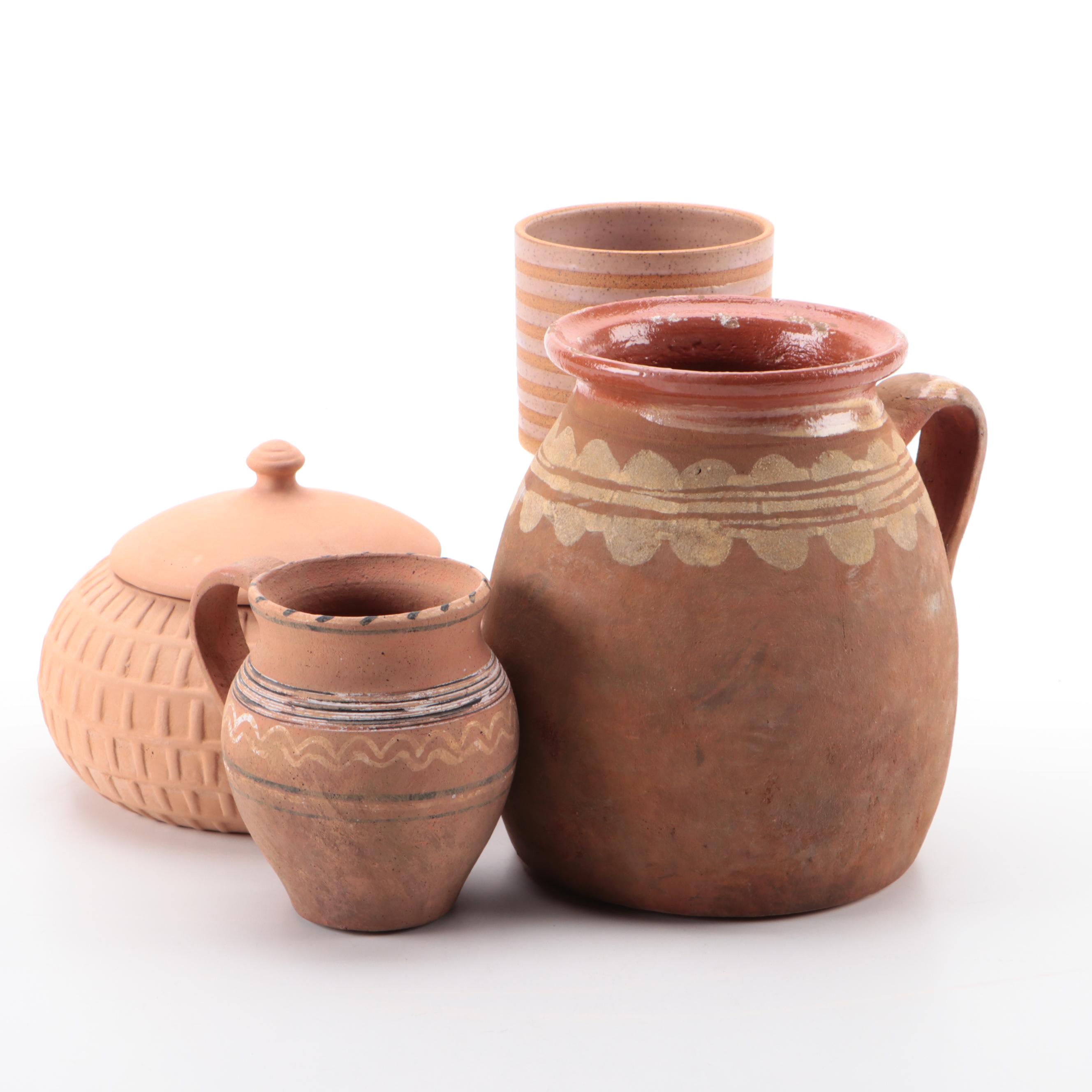 Pottery Barn Fairfax Jug with Mudd Vase and Other Terracotta Vessels