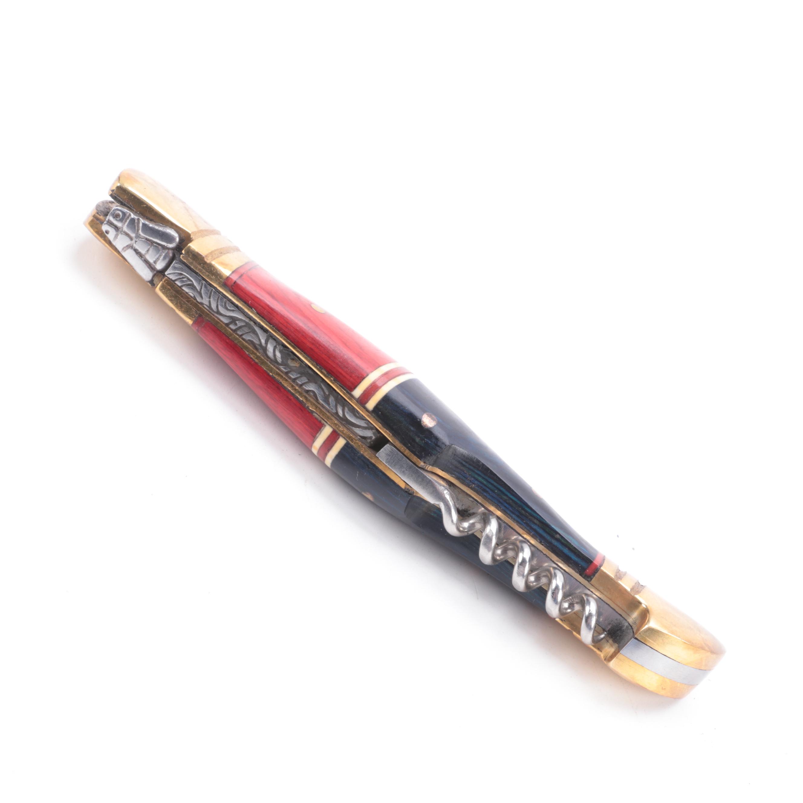 Demascus Steel Tri-Dagger, Pocket and Fixed Blade Knives with Leather Scabbards