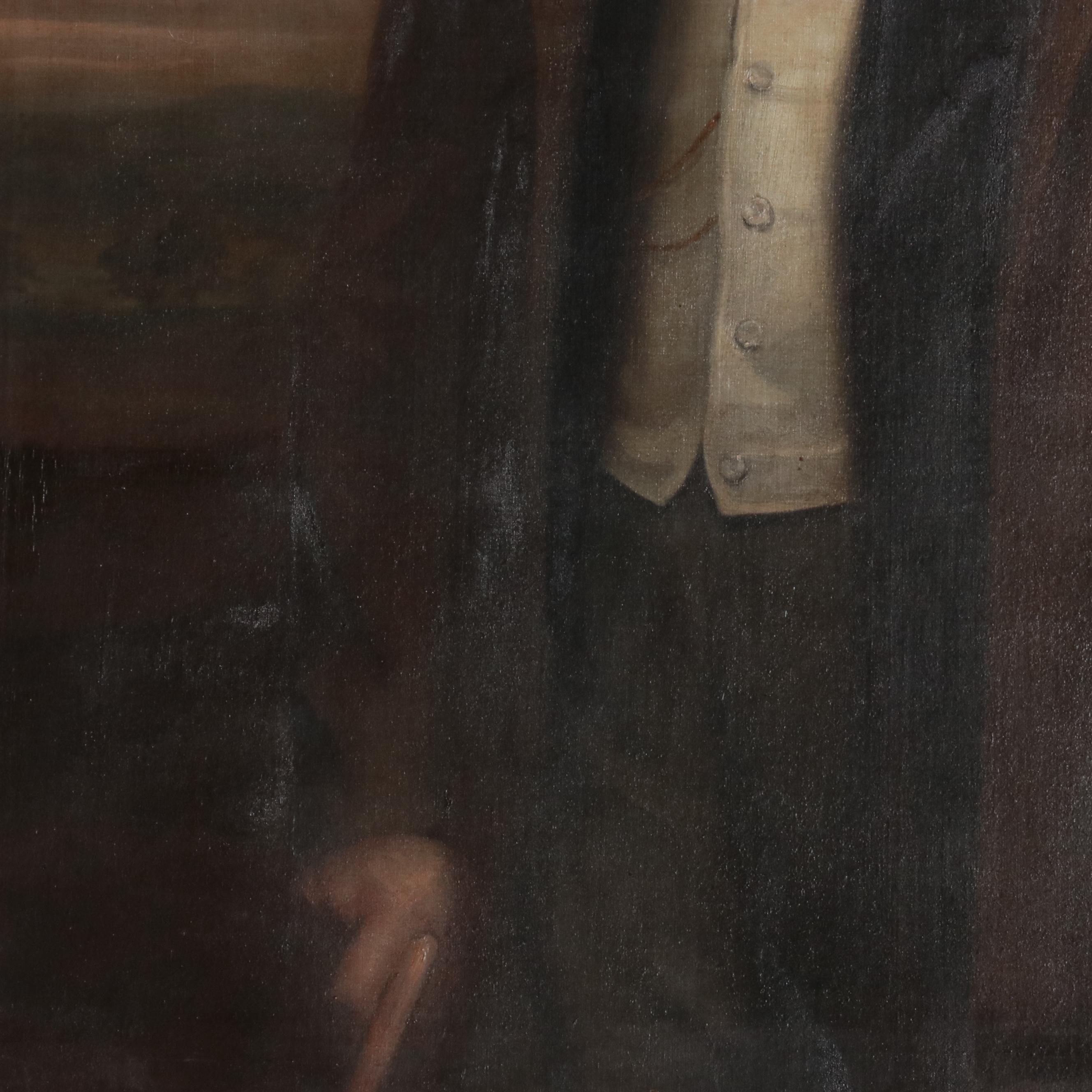 Portrait Oil Painting of a Standing Gentleman, 1870