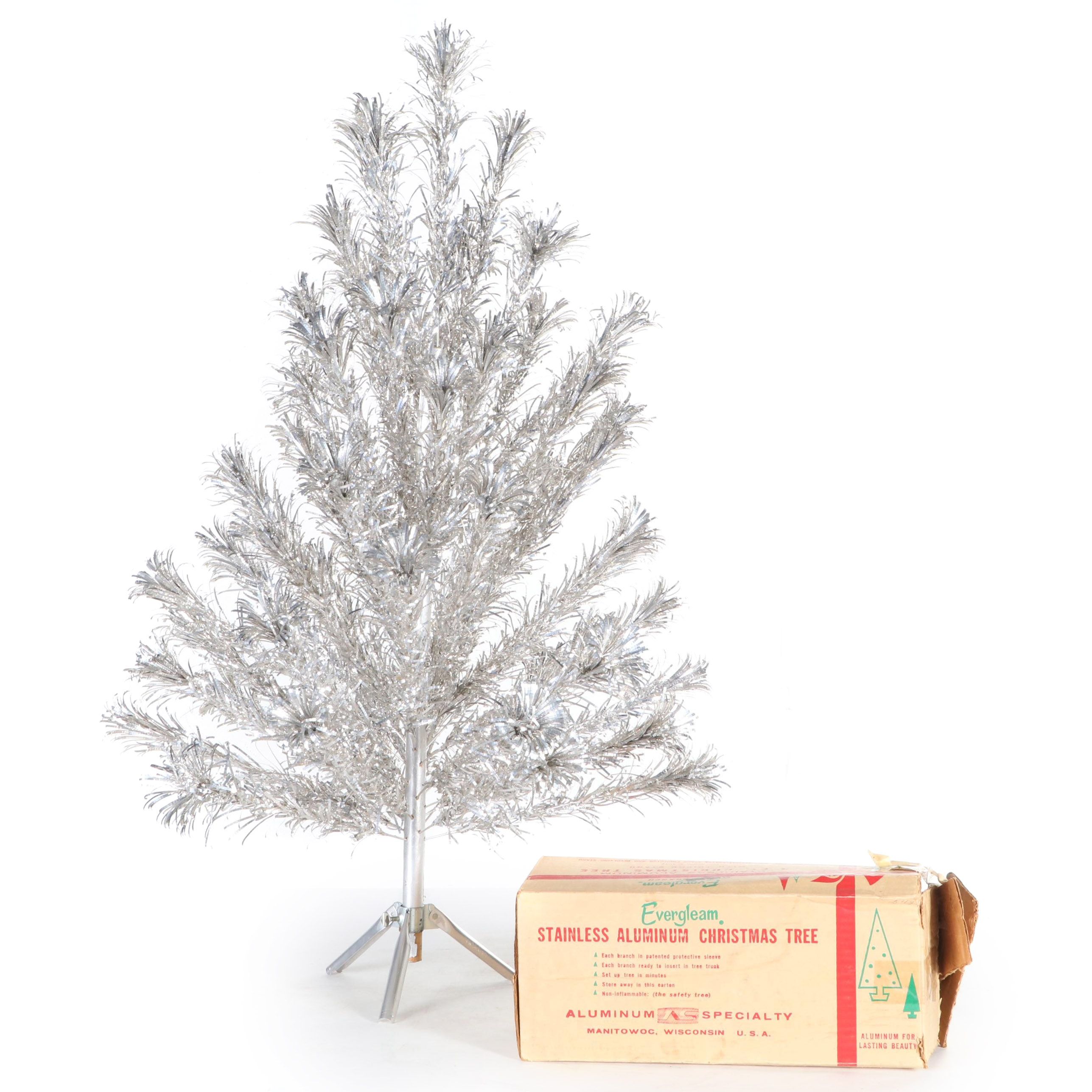 4' Evergleam Stainless Aluminum Silver Christmas Tree