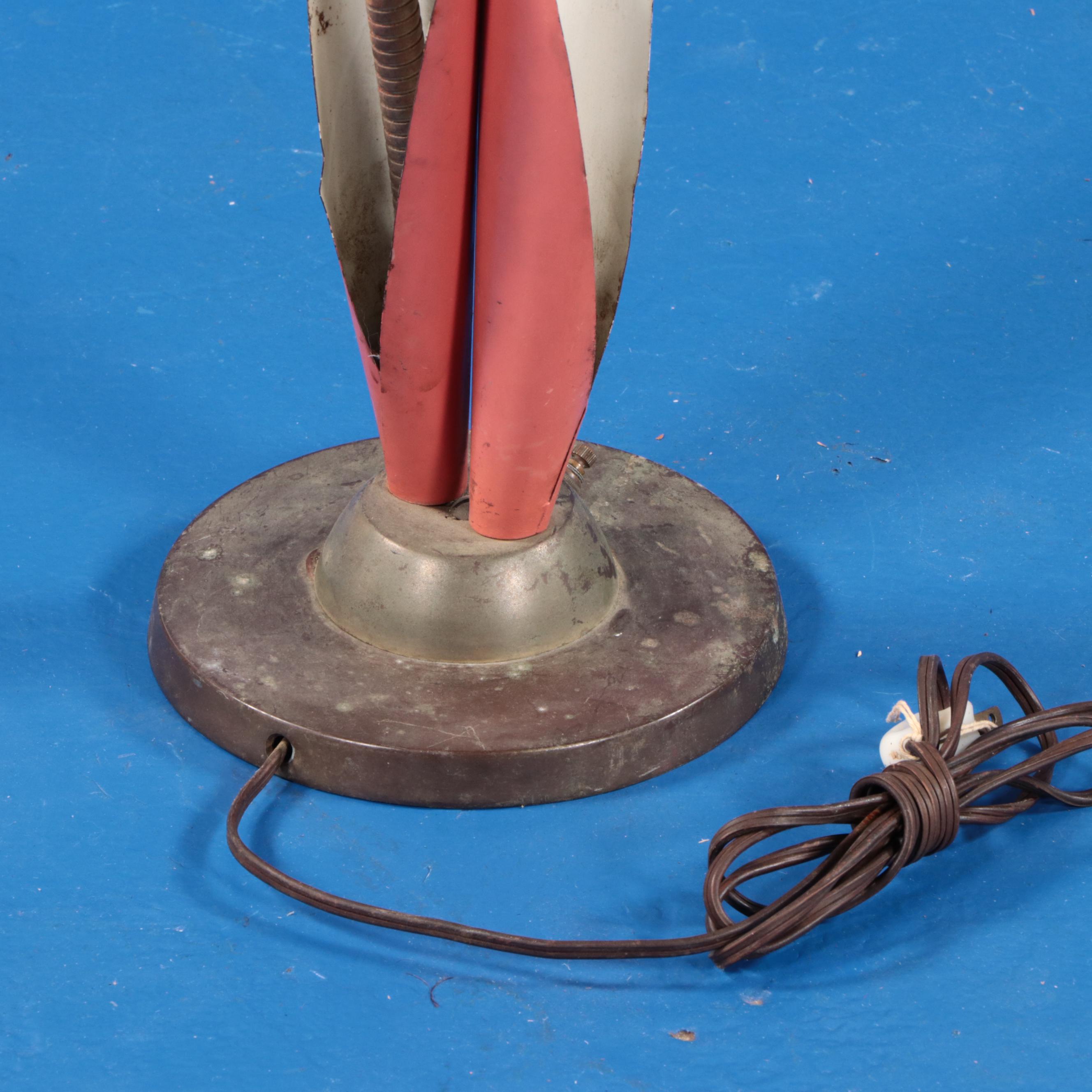 MCM Metal Lilies Dual Arm Desk Lamp, Mid-20th Century