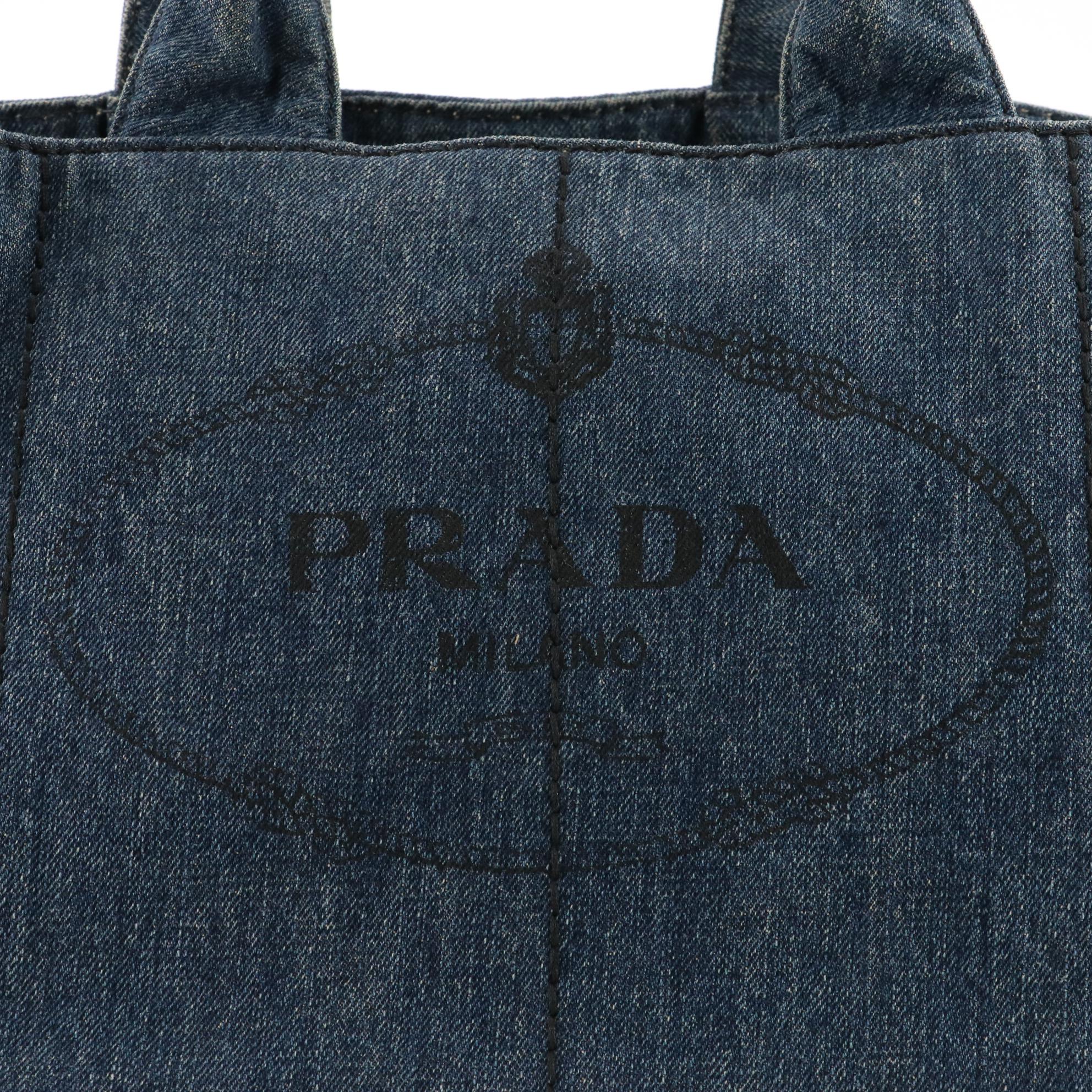 Prada Canapa Logo Tote in Blue Denim