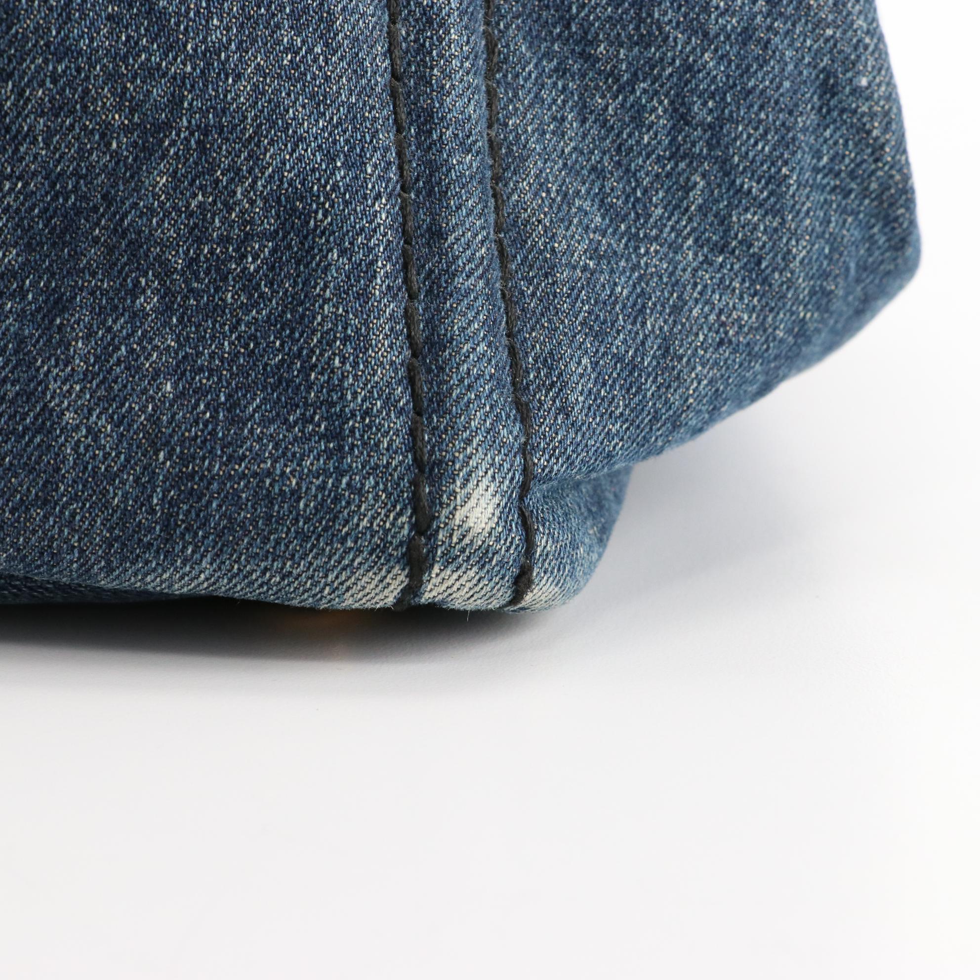 Prada Canapa Logo Tote in Blue Denim