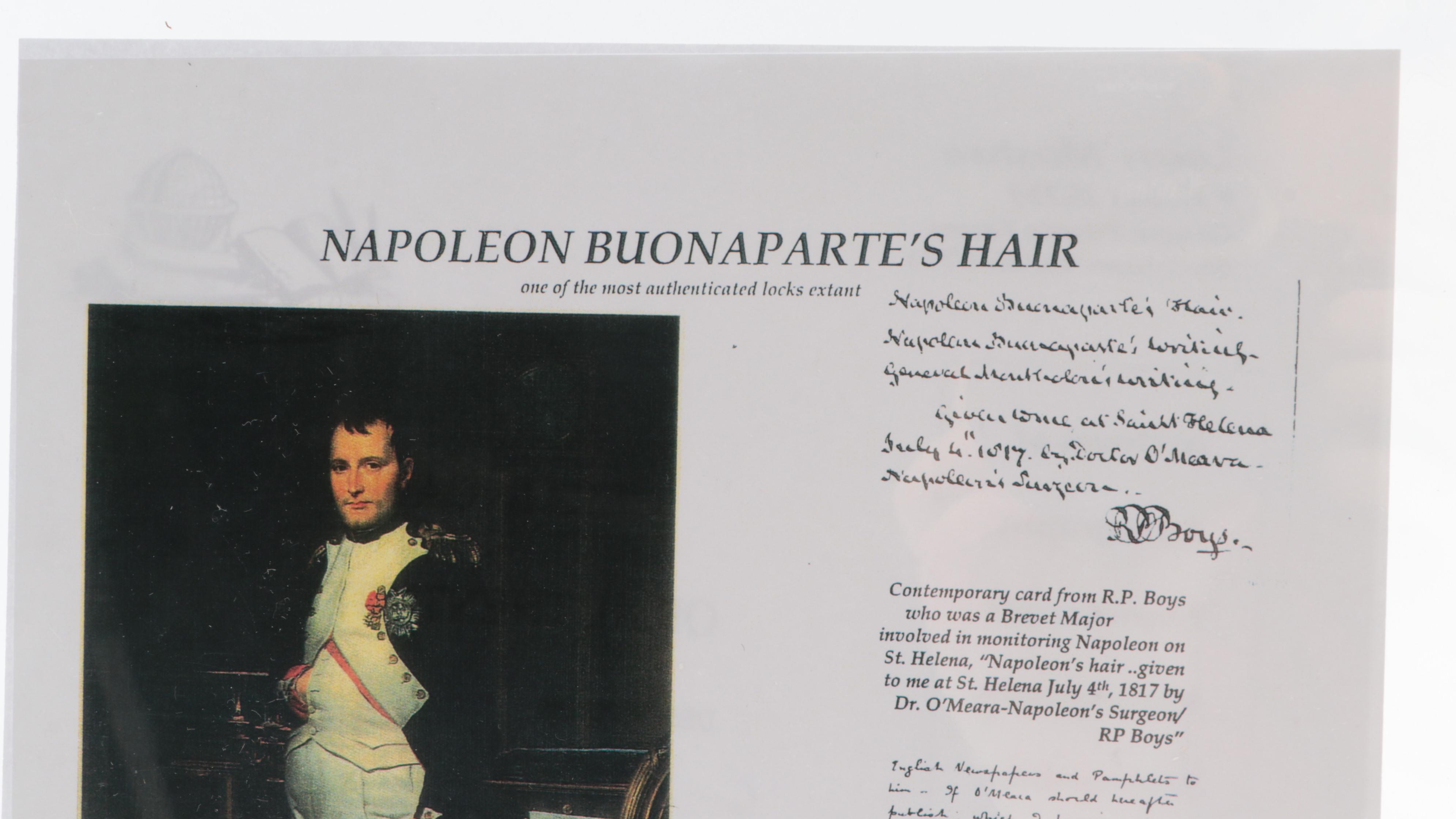 Louis Mushro Certified Hair Sample Attributed to Napoleon Bonaparte
