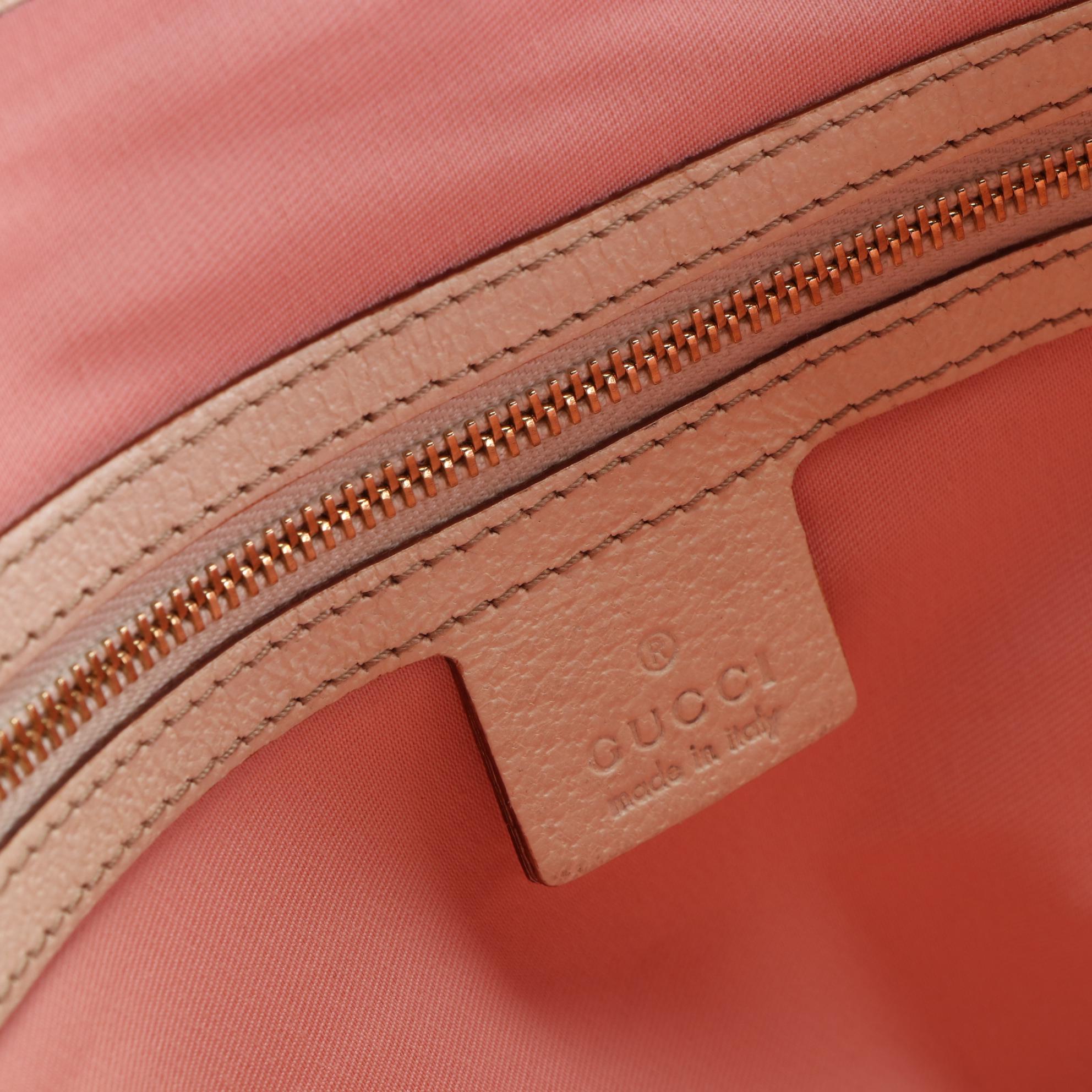 Gucci Jolicoeur Tote in Pink GG Canvas with Webbing and Leather Trim