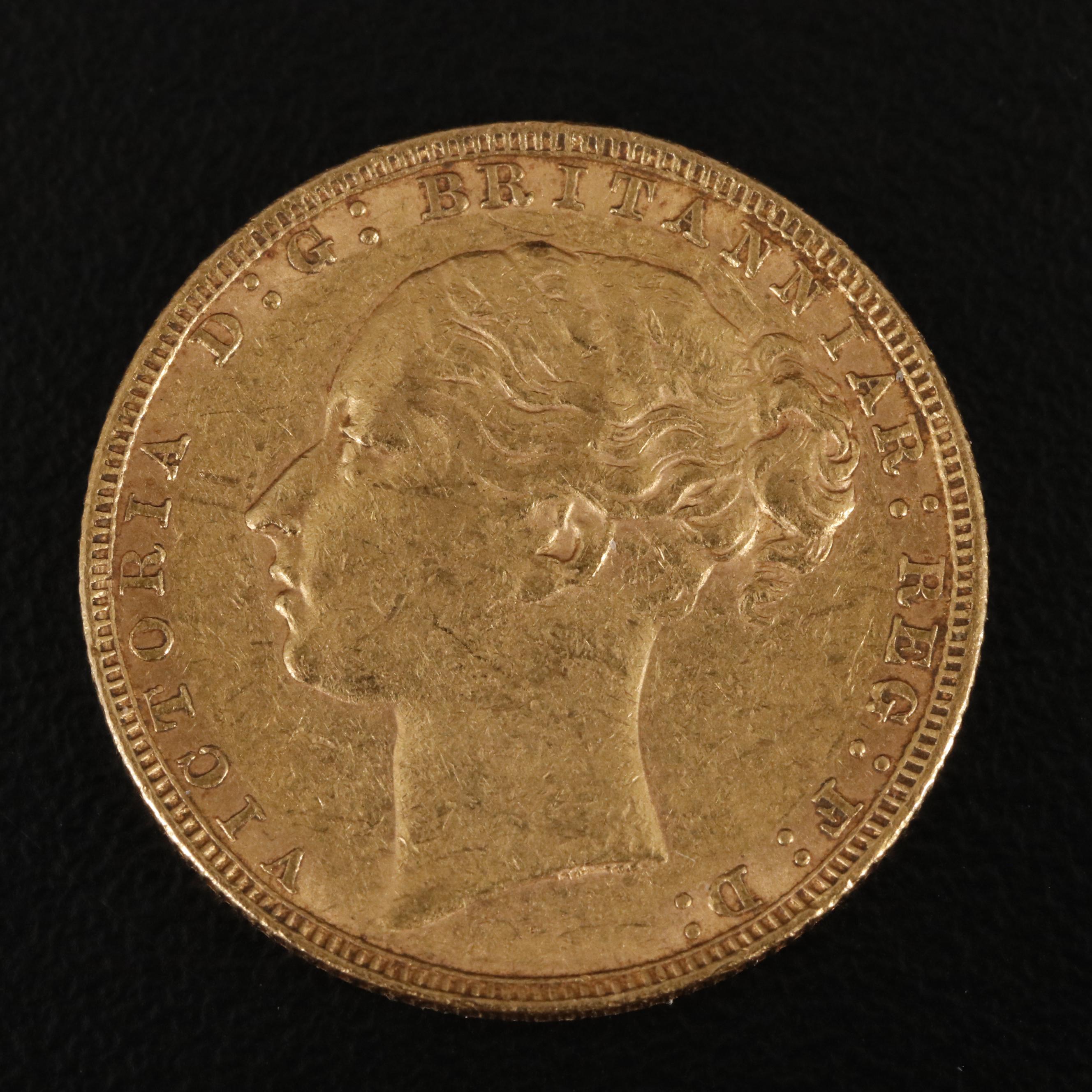 1880 Great Britain Gold Sovereign Coin