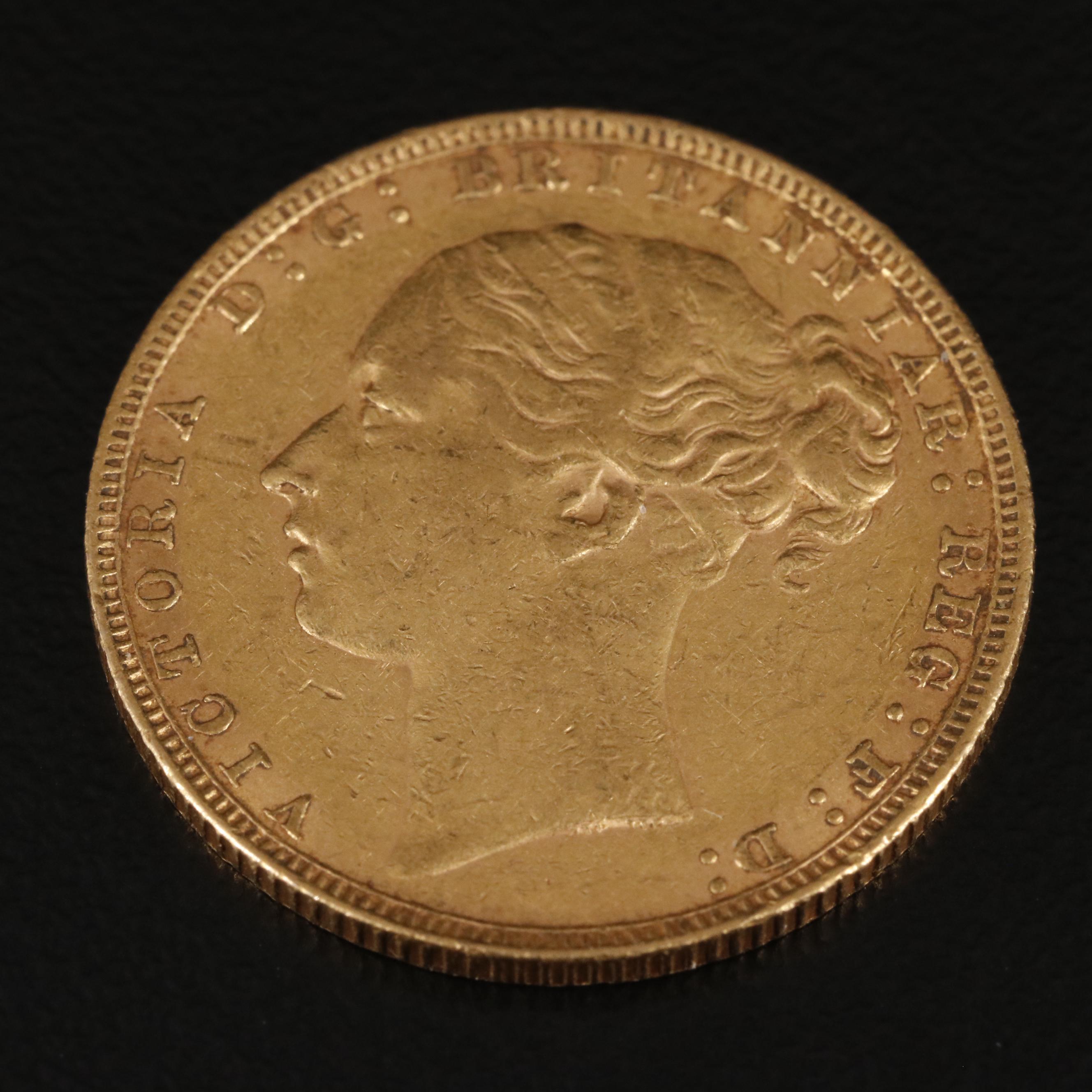 1880 Great Britain Gold Sovereign Coin